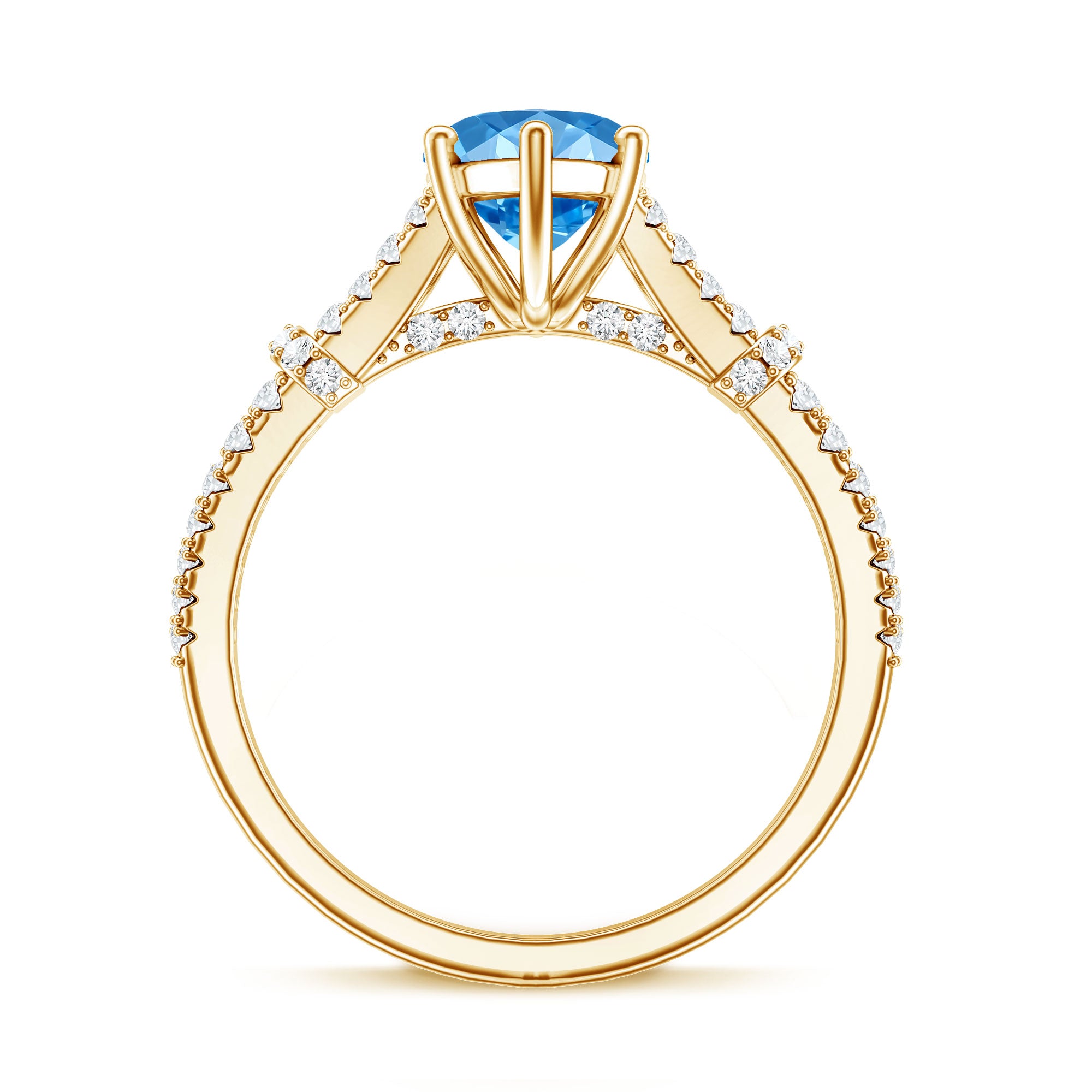 IGI Certified Marquise Cut Lab Grown Blue Diamond 2 Carat Engagement Ring with Split Shank Vivid Blue - VS1 - Rosec Jewels