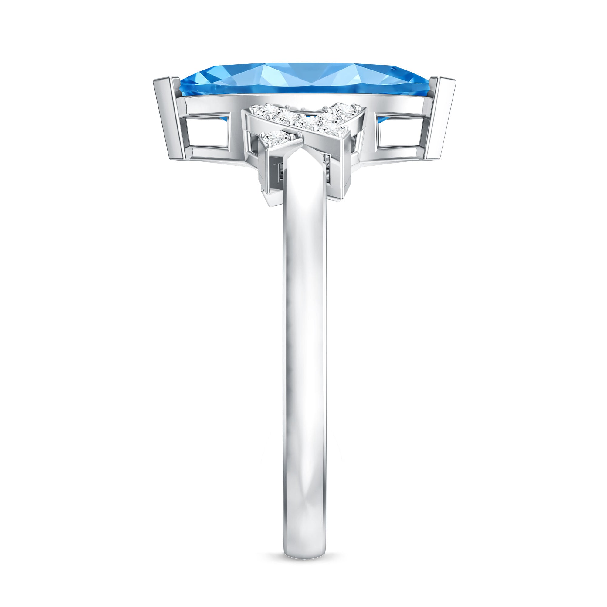 2 Carat Solitaire Lab Grown Blue Diamond Marquise Engagement Ring IGI Certified Vivid Blue - VS1 - Rosec Jewels