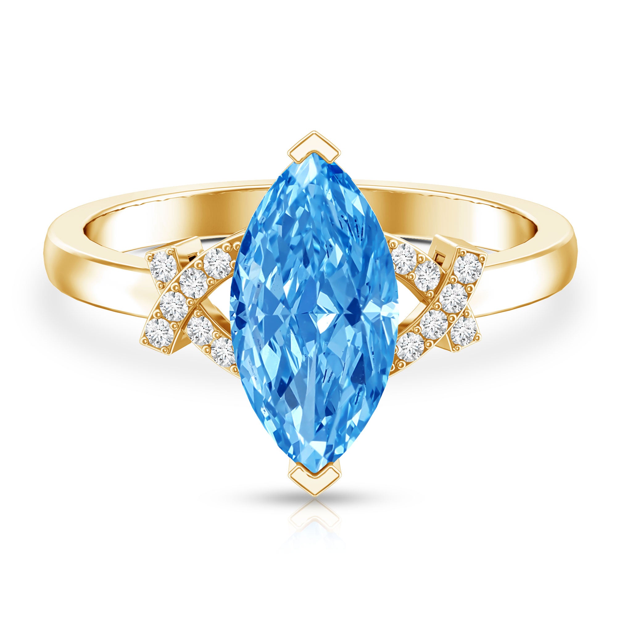 2 Carat Solitaire Lab Grown Blue Diamond Marquise Engagement Ring IGI Certified Vivid Blue - VS1 - Rosec Jewels