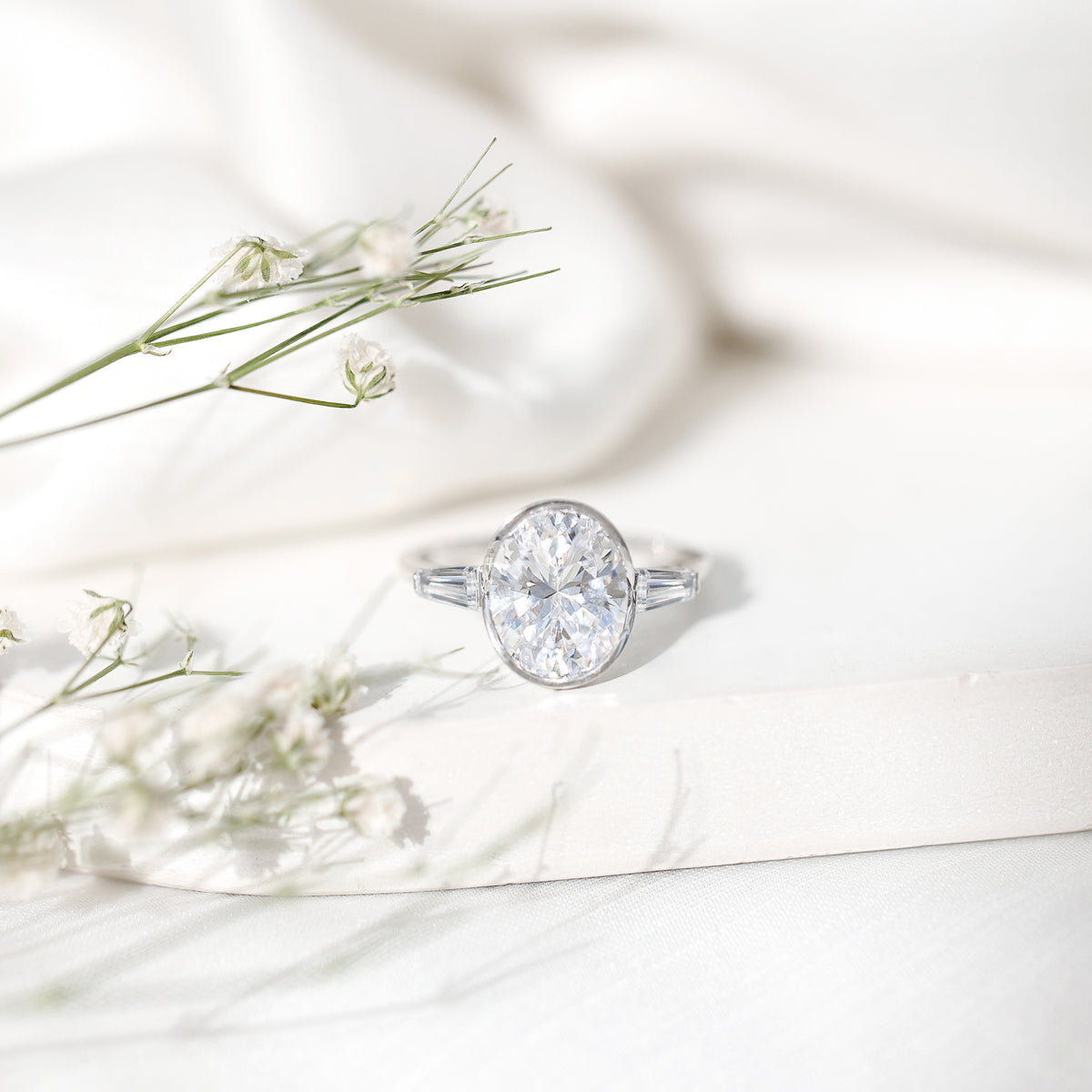 IGI Certified 3 Carat Solitaire Lab Grown Diamond Oblong Engagement Ring Lab - ( E-VS1 ) - Rosec Jewels