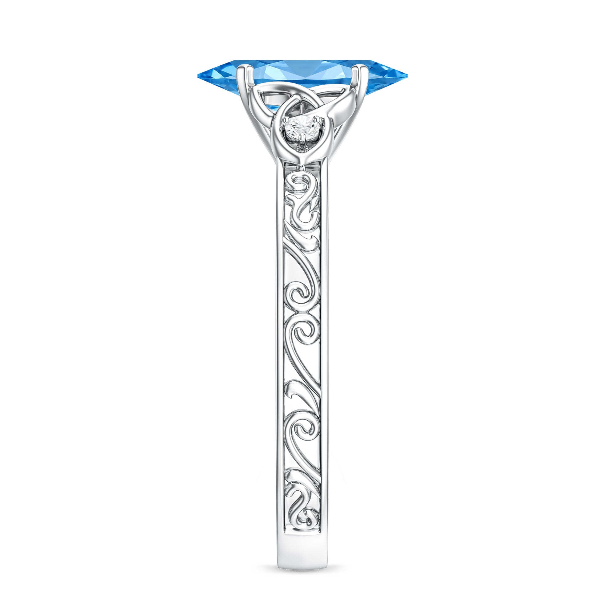 IGI Certified Vintage Looking 1 Carat Lab Blue Diamond Knot Engagement Ring Vivid Blue - VS1 - Rosec Jewels