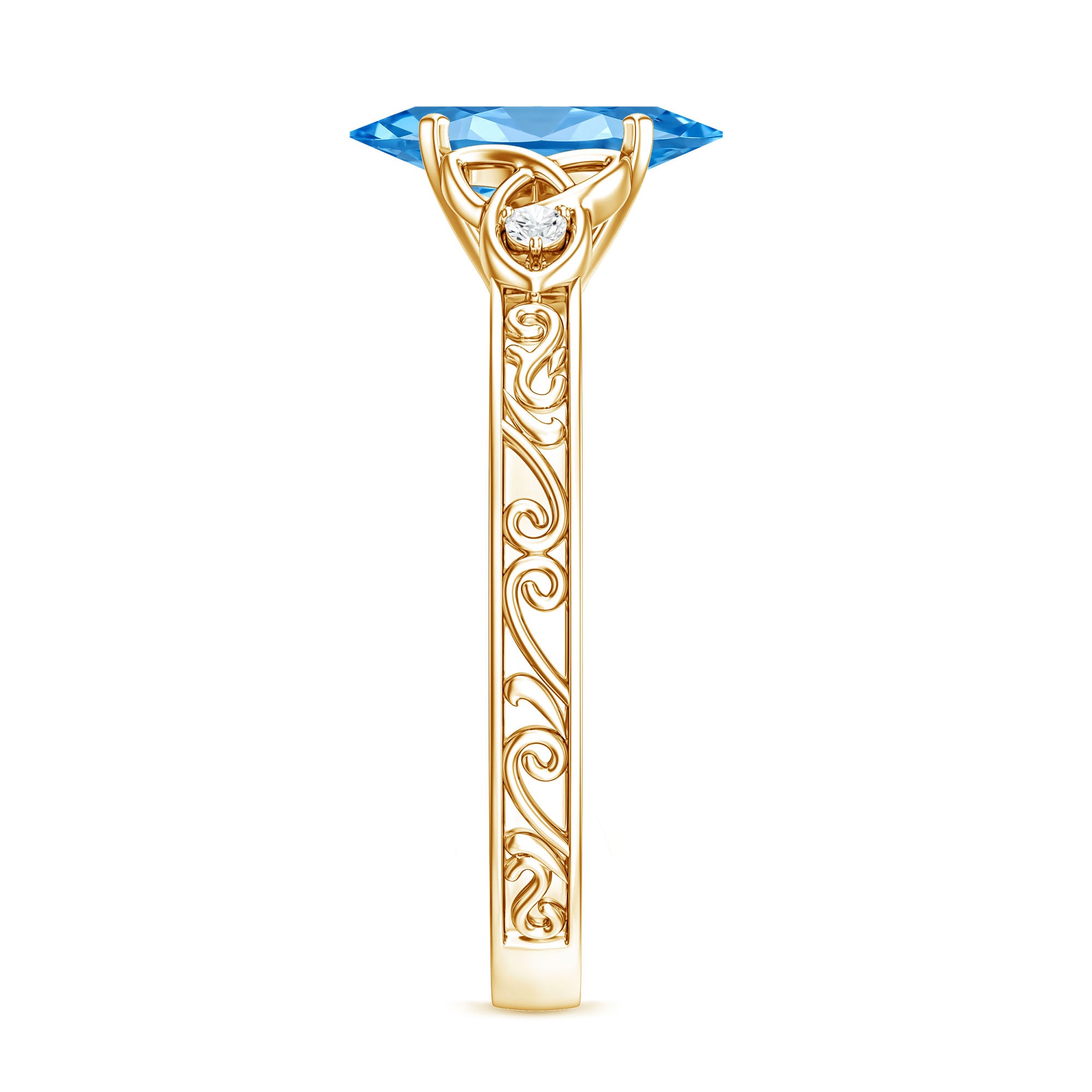 IGI Certified Vintage Looking 1 Carat Lab Blue Diamond Knot Engagement Ring Vivid Blue - VS1 - Rosec Jewels