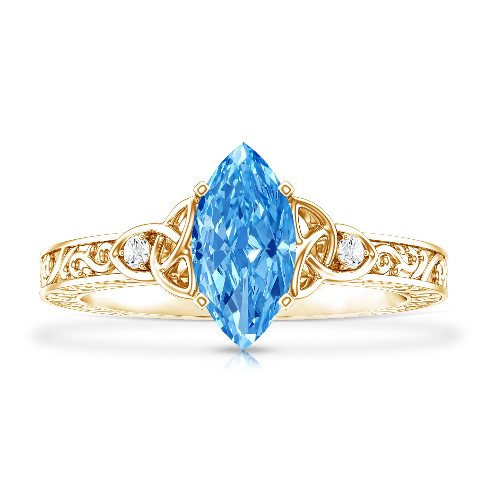IGI Certified Vintage Looking 1 Carat Lab Blue Diamond Knot Engagement Ring Vivid Blue - VS1 - Rosec Jewels