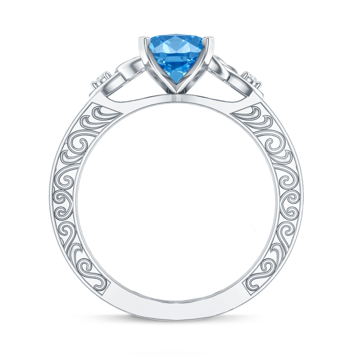 Vintage Inspired 2 Carat Marquise Lab Grown Blue Diamond Celtic Engagement Ring IGI Certified Vivid Blue - VS1 - Rosec Jewels