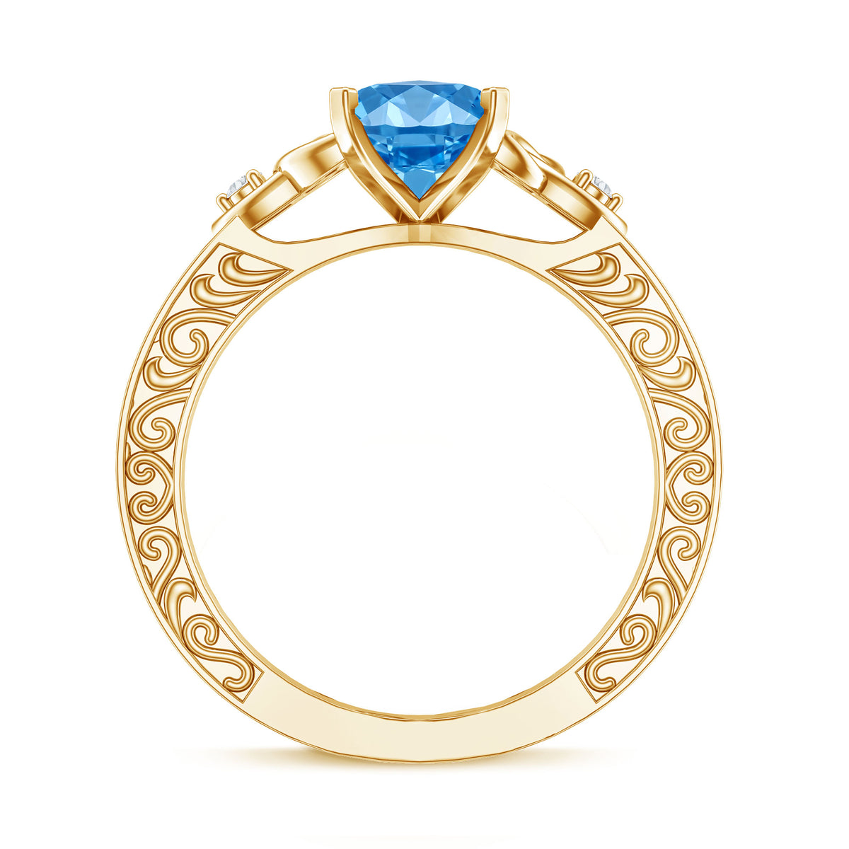 Vintage Inspired 2 Carat Marquise Lab Grown Blue Diamond Celtic Engagement Ring IGI Certified Vivid Blue - VS1 - Rosec Jewels