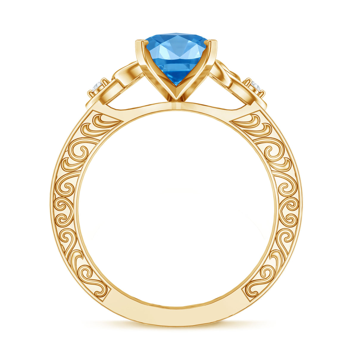 IGI Certified Vintage Celtic Engagement Ring with 3 Carat Marquise Lab Grown Blue Diamond Vivid Blue - VS1 - Rosec Jewels