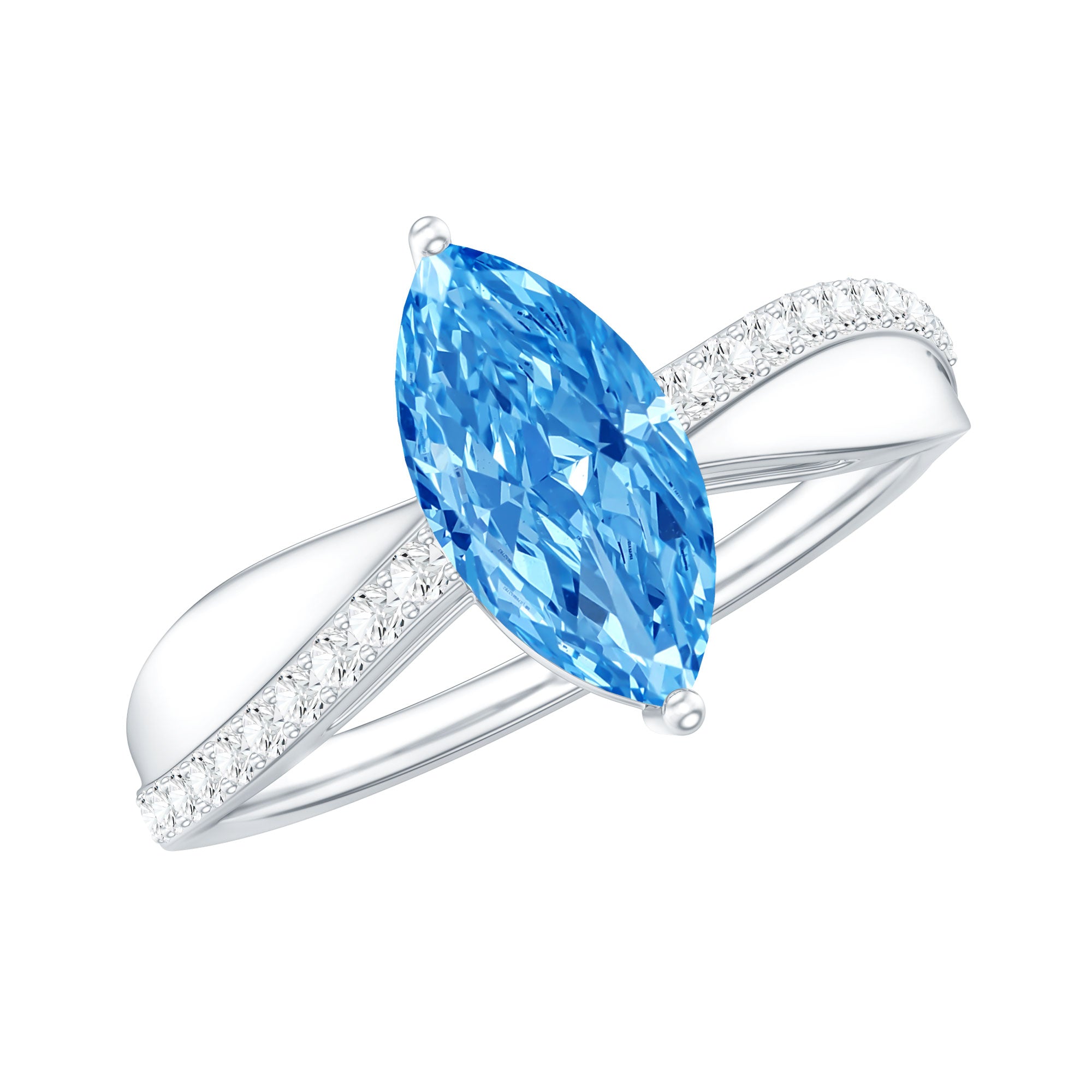 IGI Certified 1 Carat Lab Grown Blue Diamond Marquise Engagement Ring for Women Vivid Blue - VS1 - Rosec Jewels
