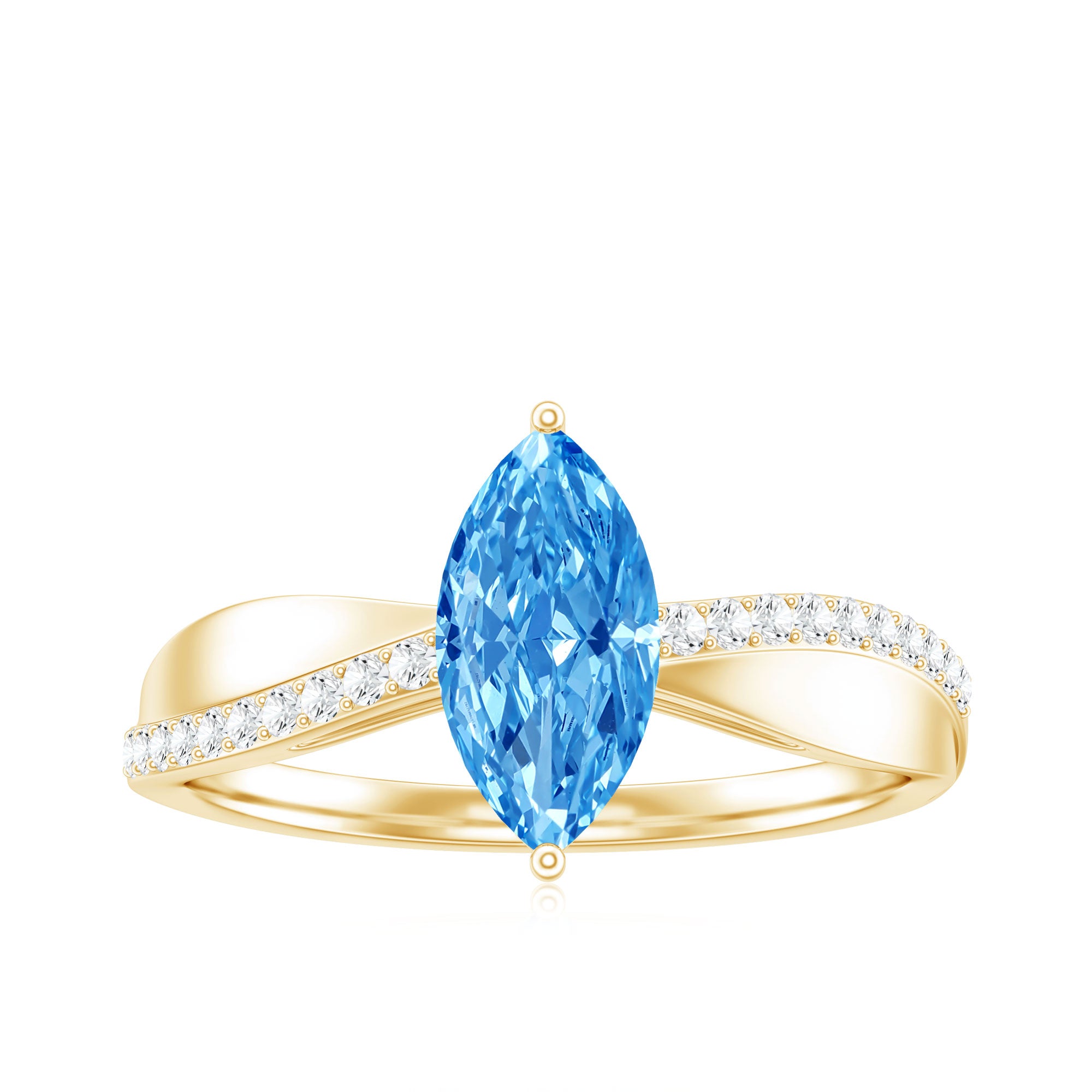 IGI Certified 1 Carat Lab Grown Blue Diamond Marquise Engagement Ring for Women Vivid Blue - VS1 - Rosec Jewels