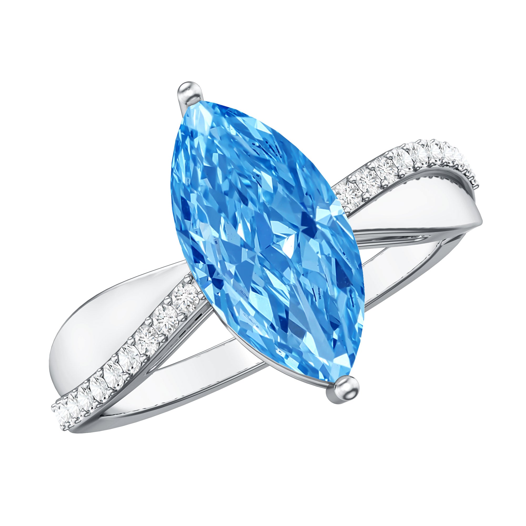 Rosec Jewels-2 Carat Lab Grown Blue Diamond Marquise Cut Engagement Ring with IGI Certificate