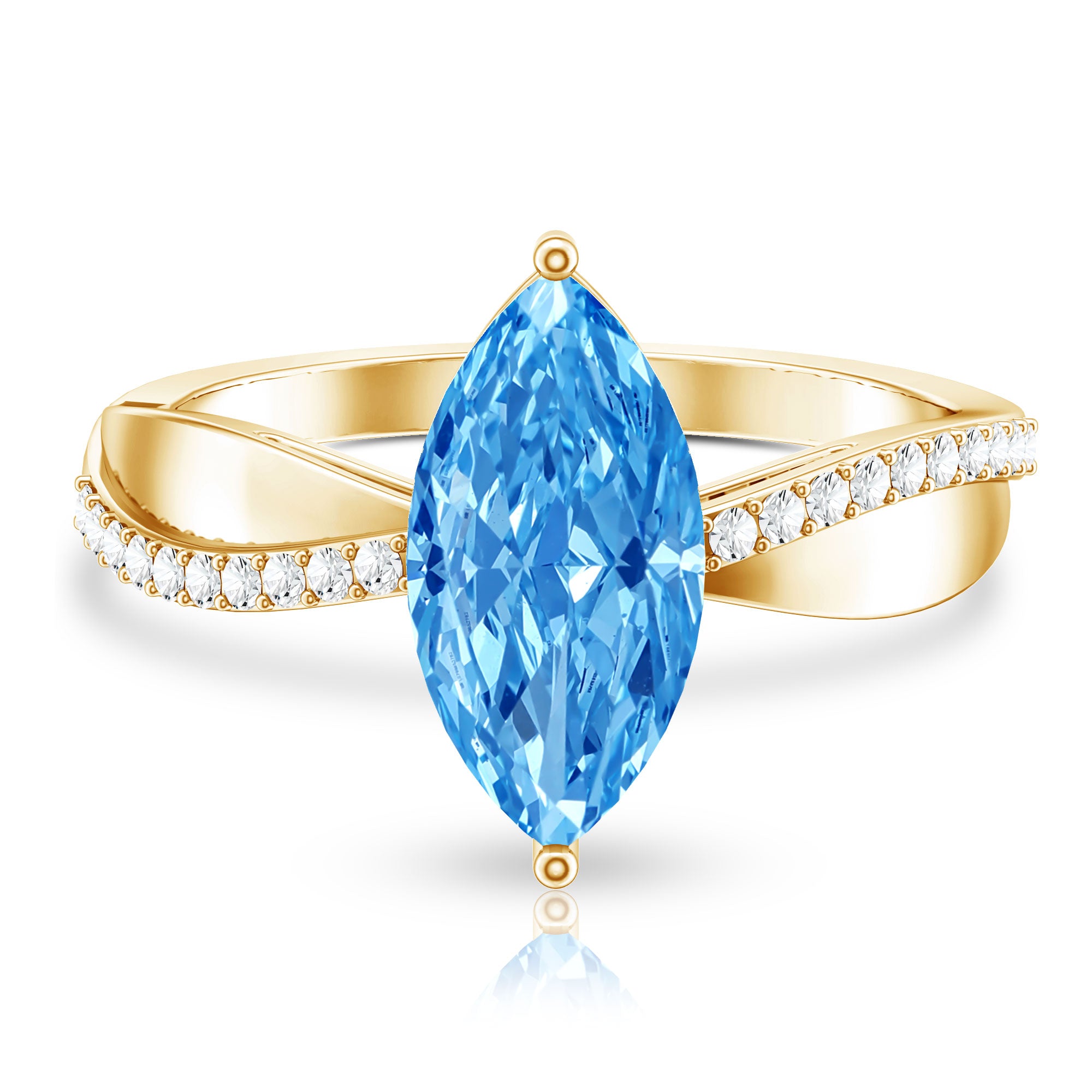 Rosec Jewels-2 Carat Lab Grown Blue Diamond Marquise Cut Engagement Ring with IGI Certificate