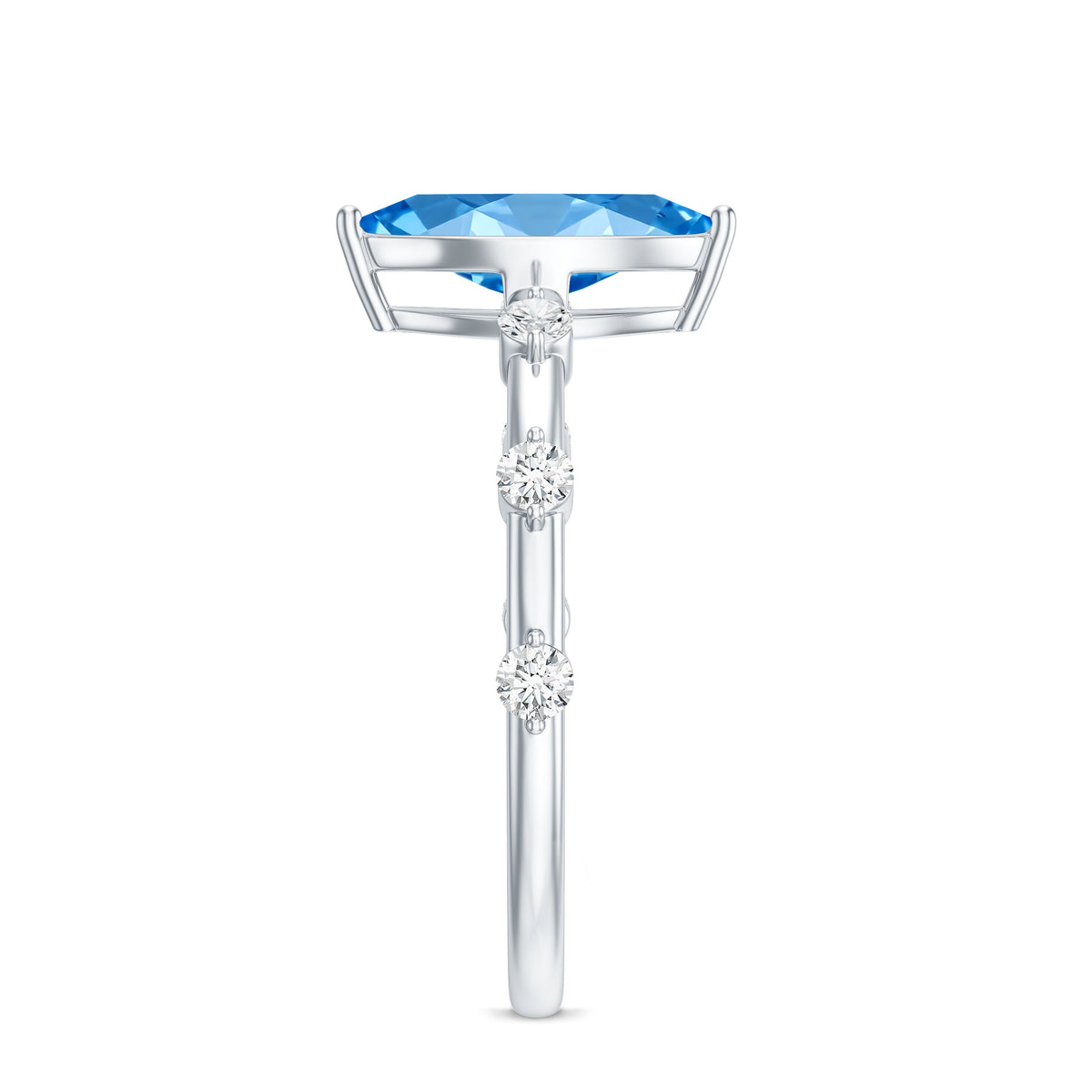 IGI Certified 1 Carat Lab Grown Vivid Blue Diamond Engagement Ring Marquise Vivid Blue - VS1 - Rosec Jewels
