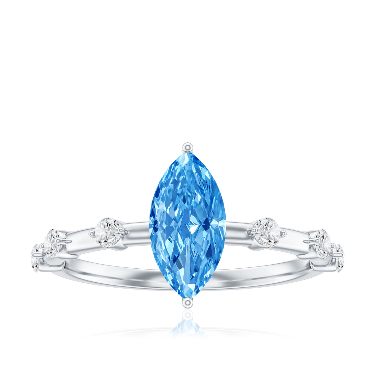 IGI Certified 1 Carat Lab Grown Vivid Blue Diamond Engagement Ring Marquise Vivid Blue - VS1 - Rosec Jewels