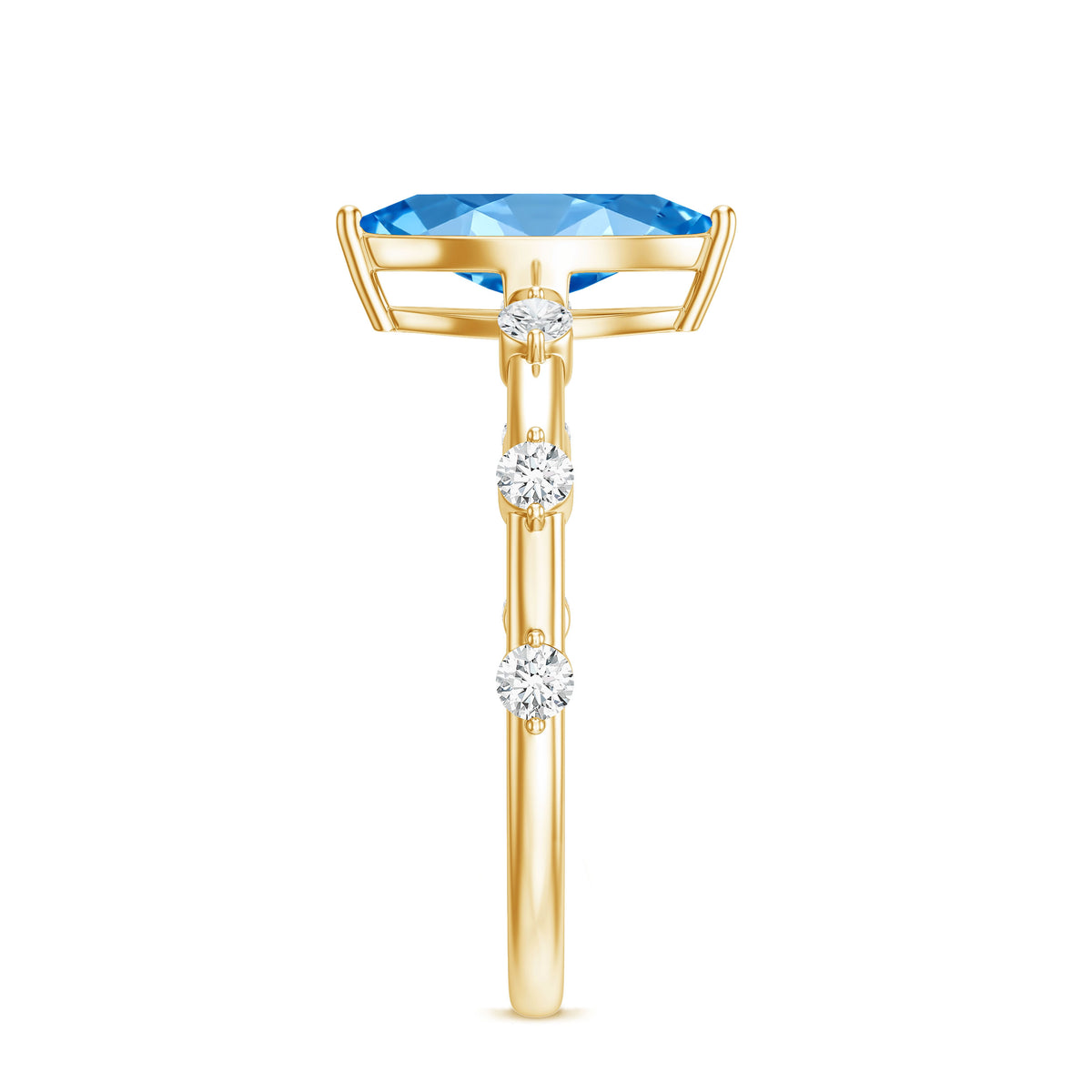 IGI Certified 1 Carat Lab Grown Vivid Blue Diamond Engagement Ring Marquise Vivid Blue - VS1 - Rosec Jewels