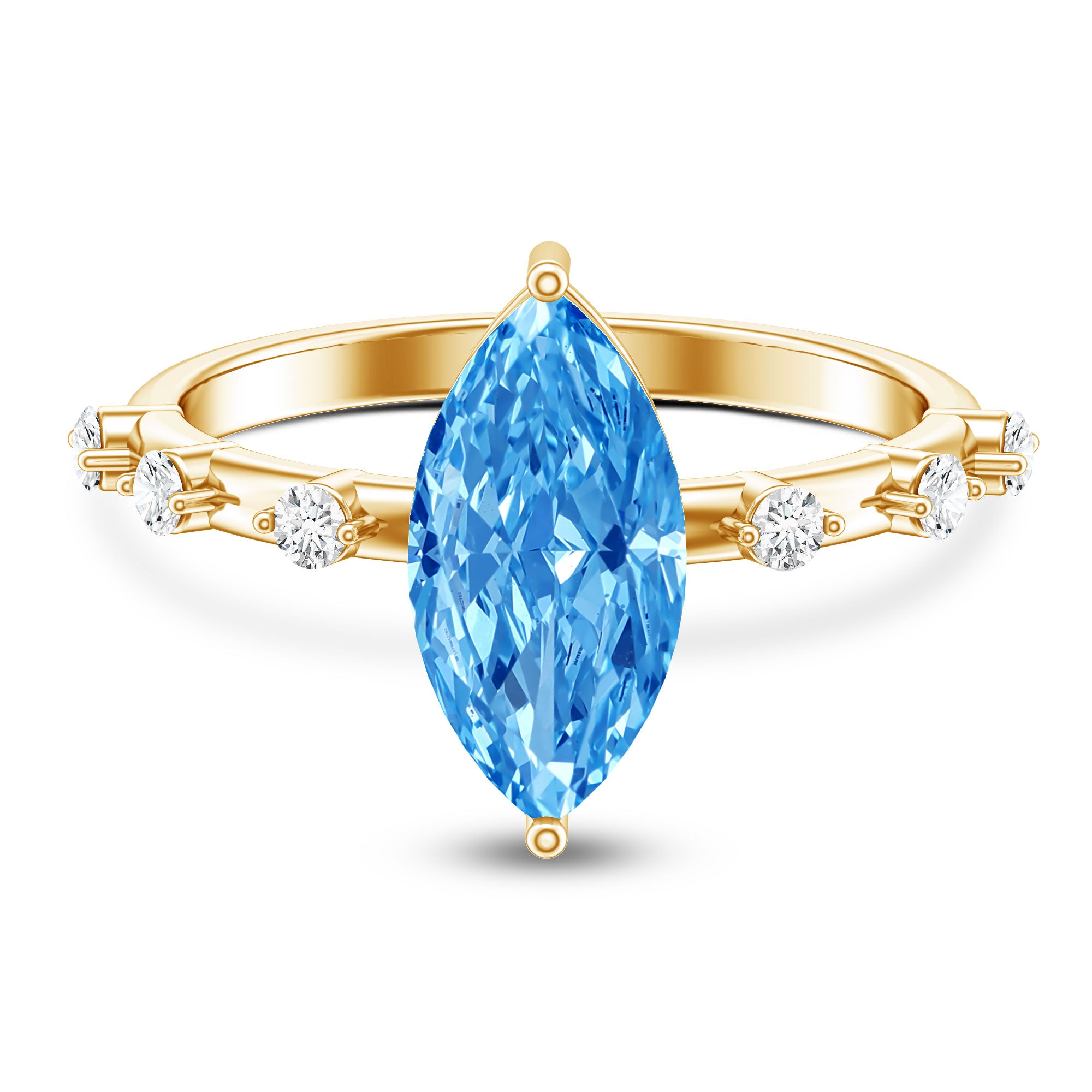 Lab Grown 2 Carat Blue Diamond Marquise Cut Engagement Ring with IGI Certificate Vivid Blue - VS1 - Rosec Jewels