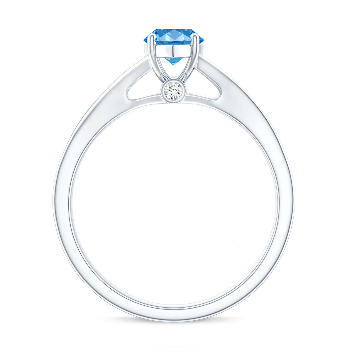 Marquise Cut IGI Certified 1 Carat Lab Grown Blue Diamond Engagement Ring with Split Shank Vivid Blue - VS1 - Rosec Jewels
