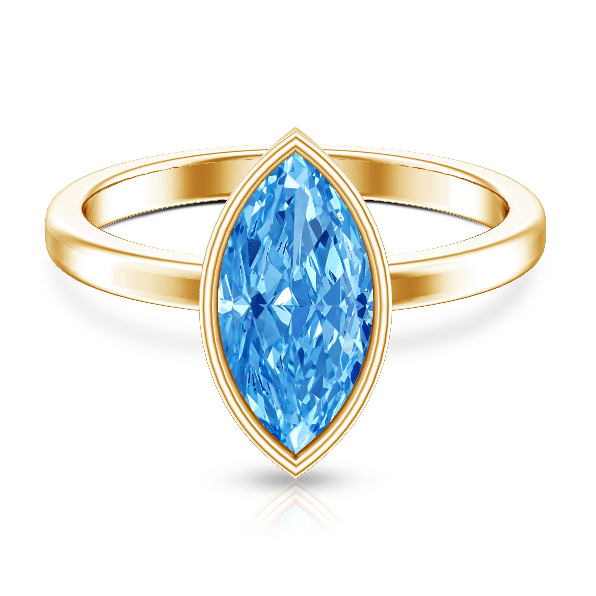 2 Carat Lab Grown Blue Diamond Marquise Solitaire Engagement Ring IGI Certified Vivid Blue - VS1 - Rosec Jewels