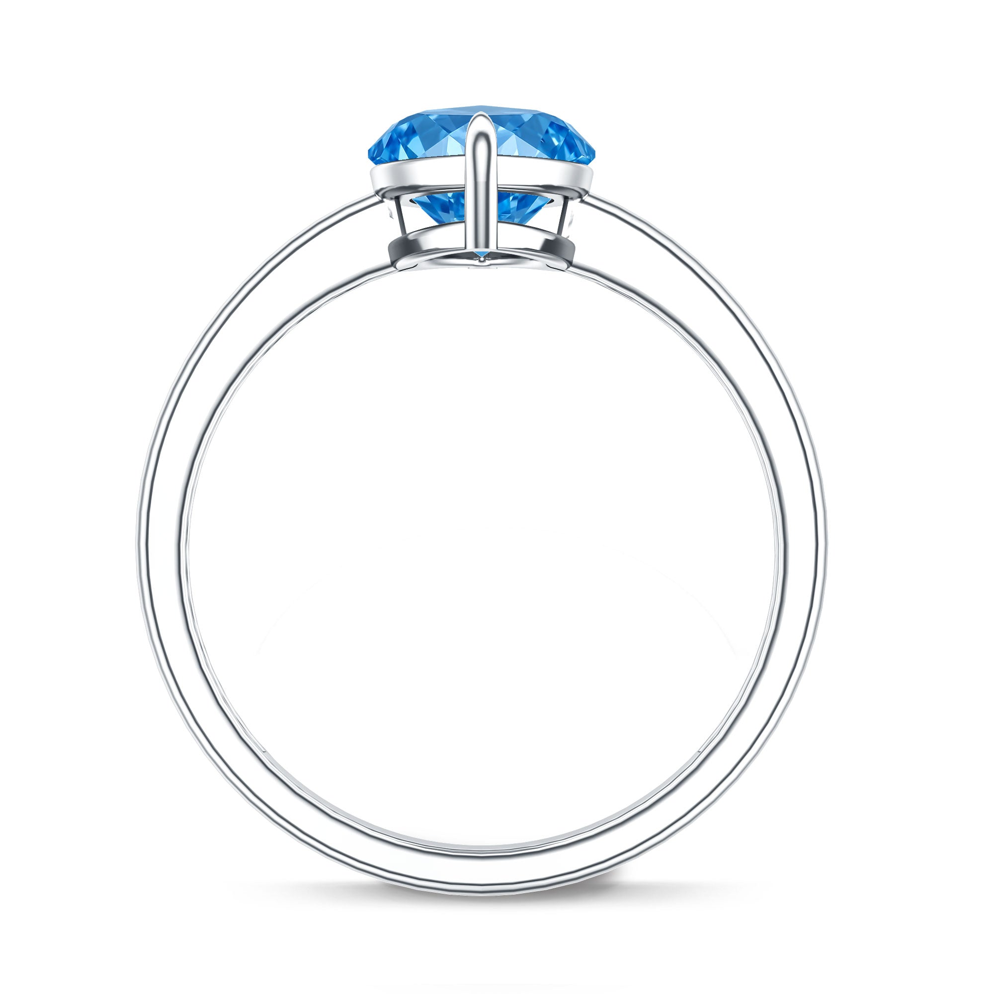 Solitaire 3 Carat Marquise Cut Lab Grown Blue Diamond Engagement Ring IGI Certified Vivid Blue - VS1 - Rosec Jewels