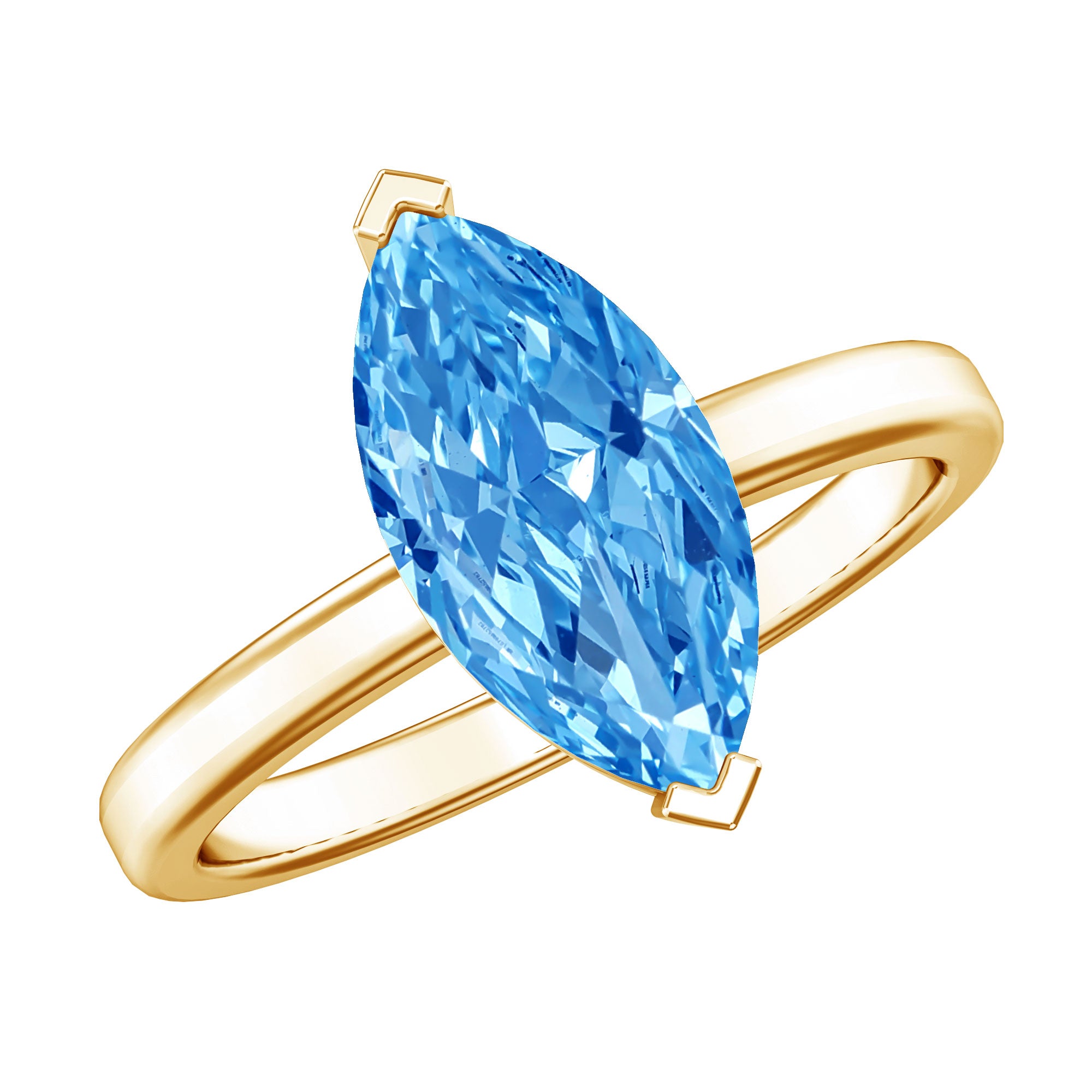 IGI Certified 4 Carat Engagement Ring with Solitaire Marquise Cut Lab Grown Blue Diamond Vivid Blue - VS1 - Rosec Jewels