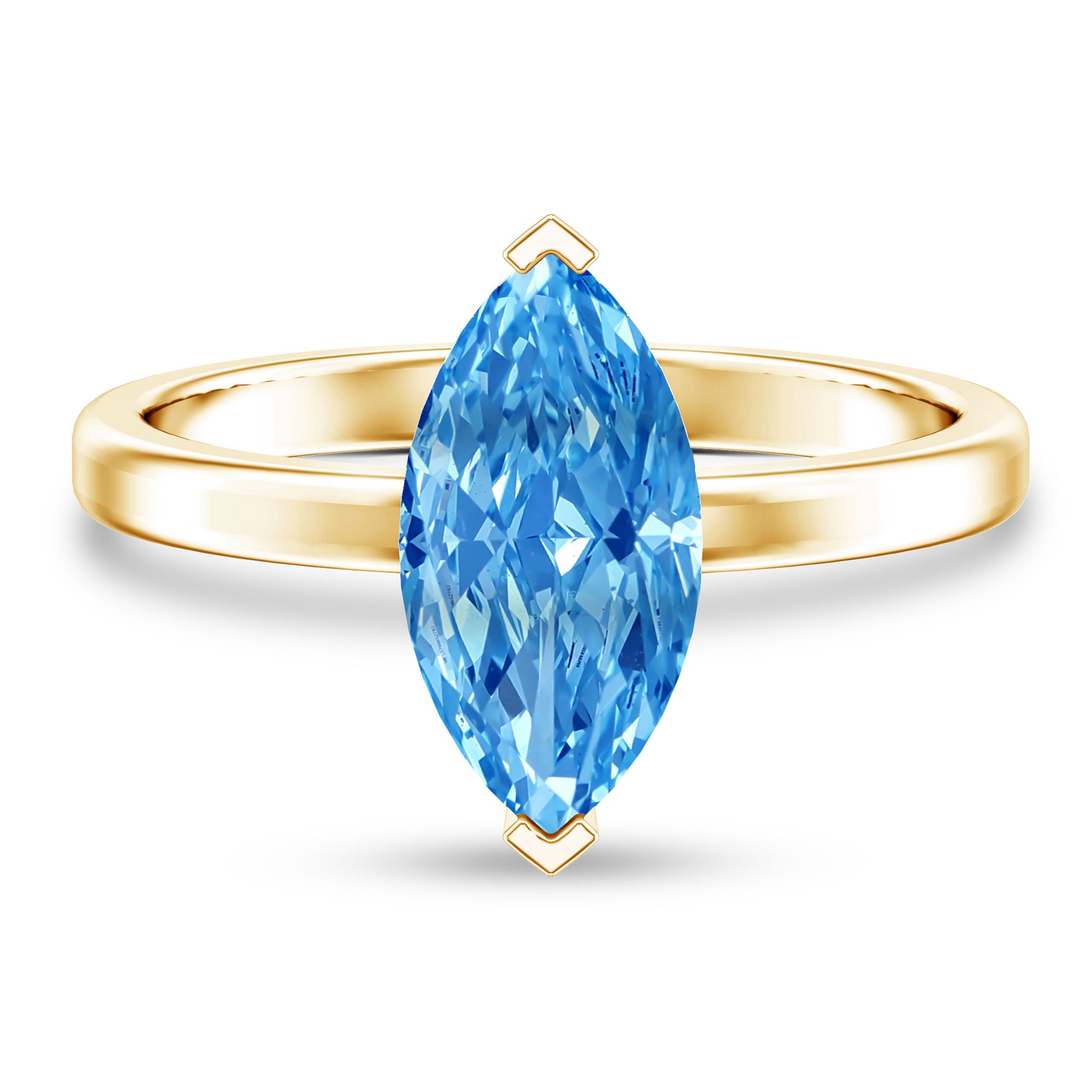 IGI Certified 4 Carat Engagement Ring with Solitaire Marquise Cut Lab Grown Blue Diamond Vivid Blue - VS1 - Rosec Jewels
