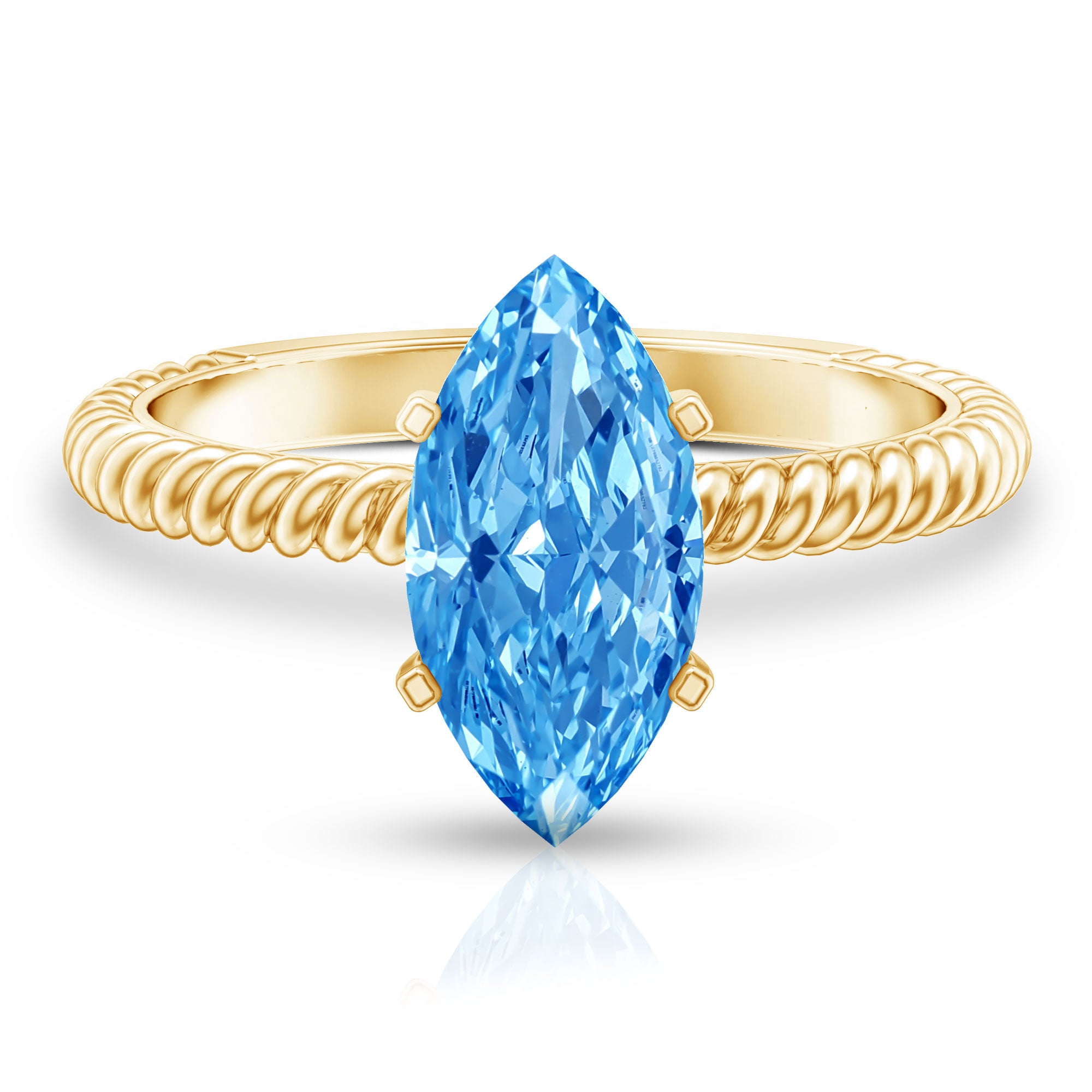 Lab Grown 2 Carat Blue Diamond Marquise Solitaire Engagement Ring IGI Certified Vivid Blue - VS1 - Rosec Jewels