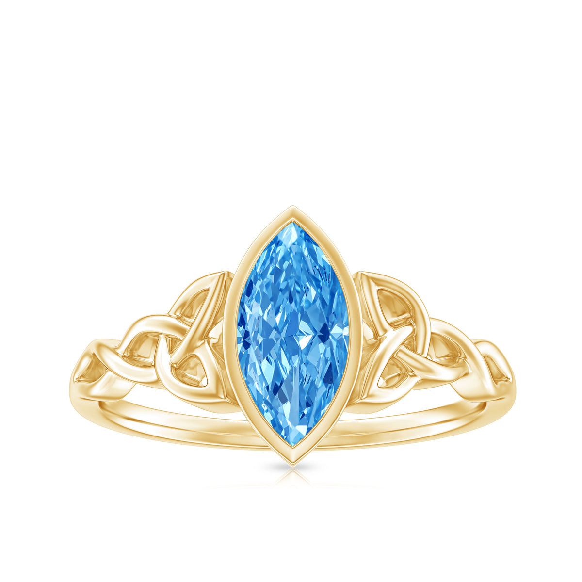 1 Carat Marquise Cut Lab Blue Diamond Celtic Engagement Ring IGI Certified Vivid Blue - VS1 - Rosec Jewels