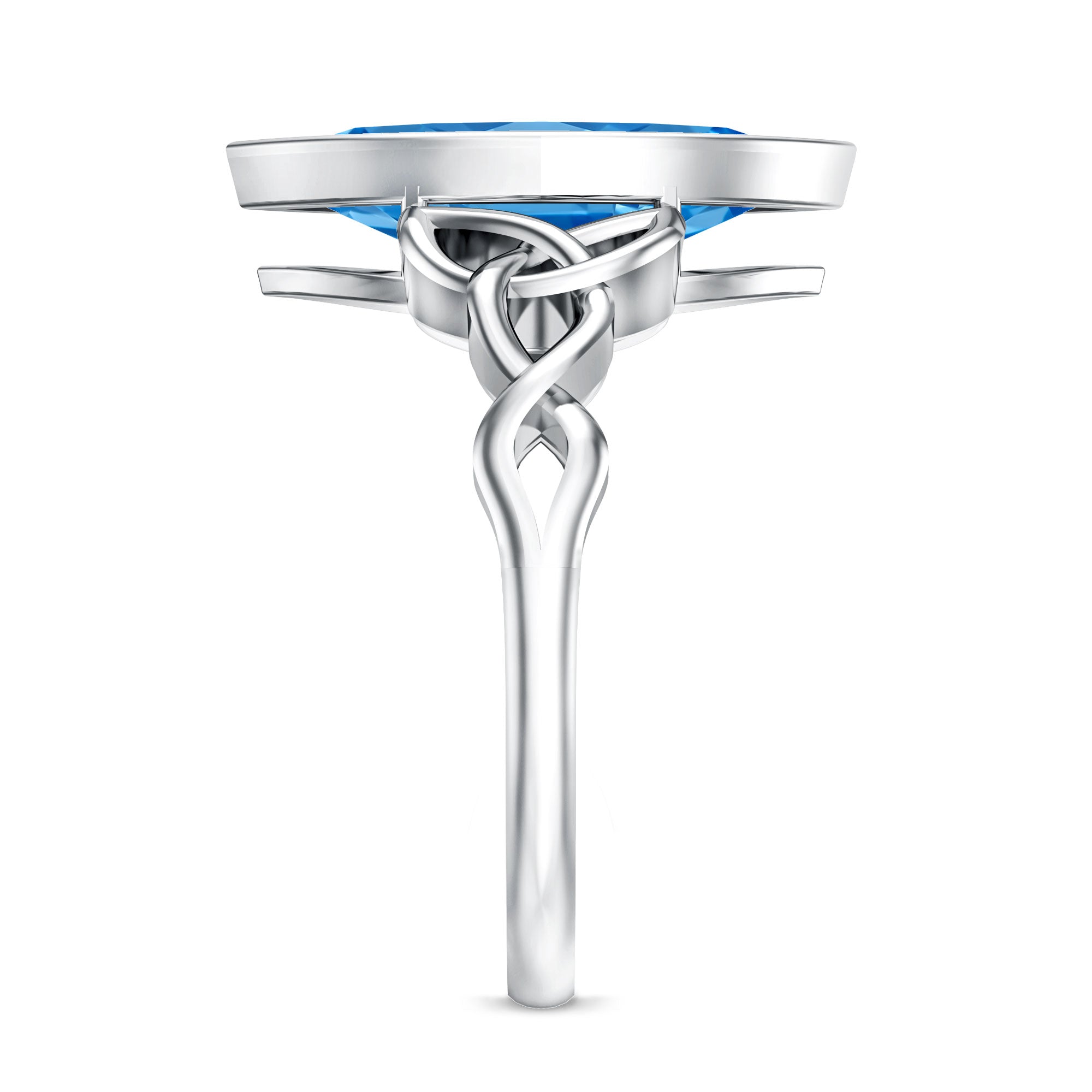 3 Carat Marquise Cut Lab Grown Blue Diamond Celtic Engagement Ring with IGI Certificate Vivid Blue - VS1 - Rosec Jewels