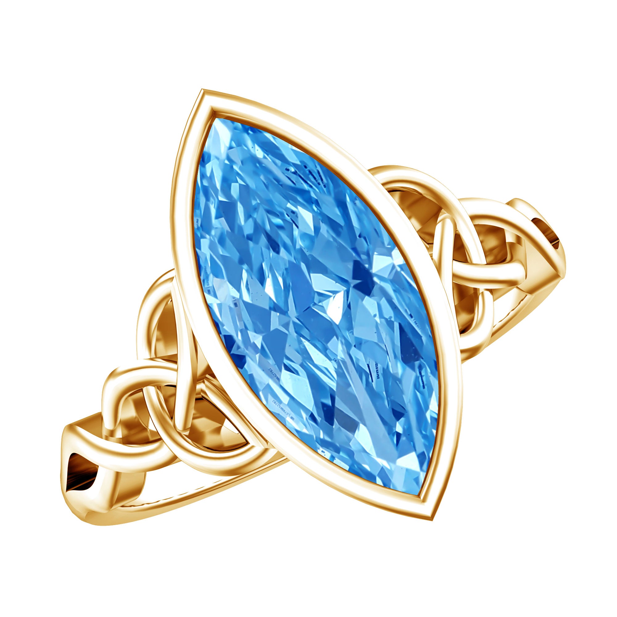 3 Carat Marquise Cut Lab Grown Blue Diamond Celtic Engagement Ring with IGI Certificate Vivid Blue - VS1 - Rosec Jewels
