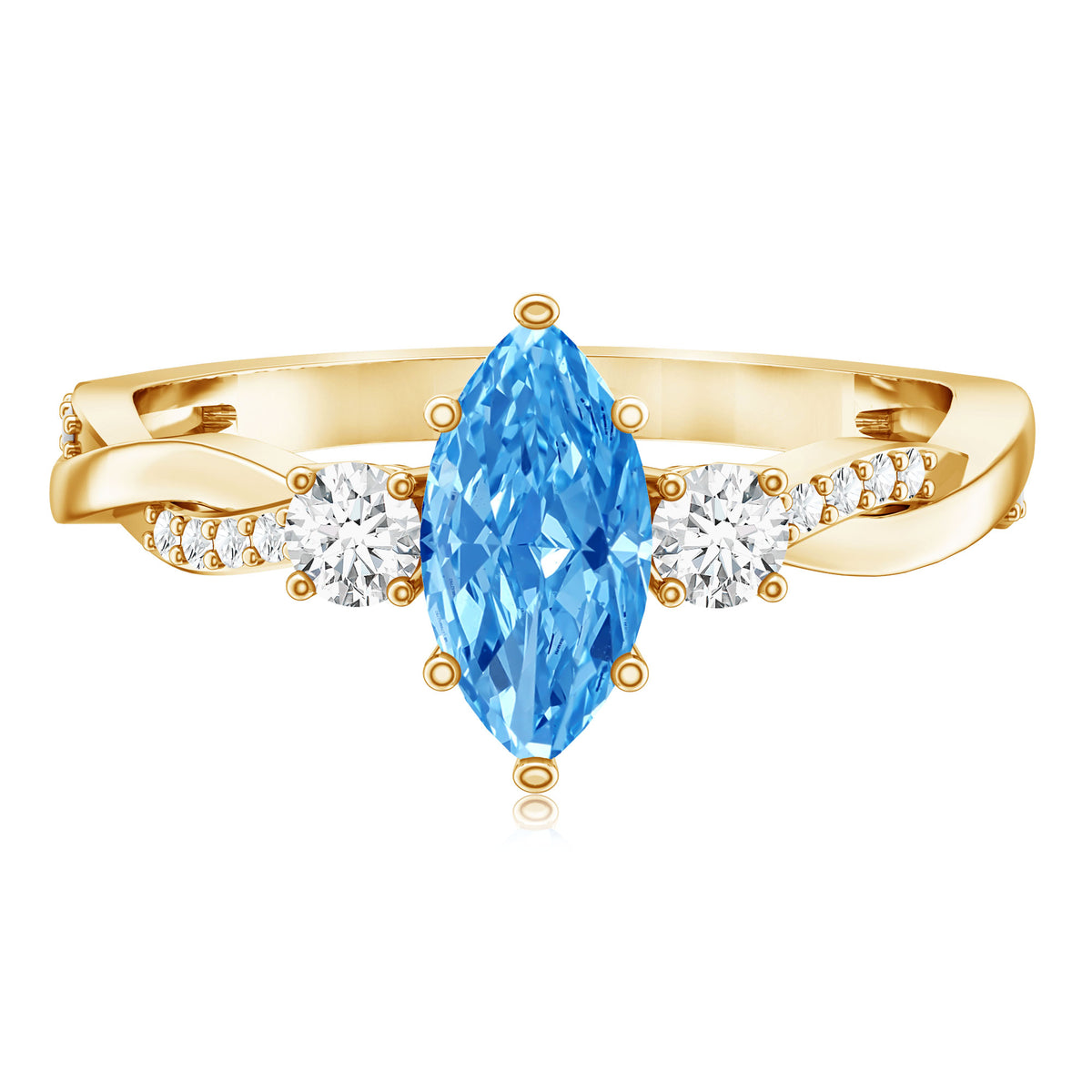 IGI Certified 1 Carat Marquise Cut Lab Blue Diamond Braided Ring for Women Vivid Blue - VS1 - Rosec Jewels
