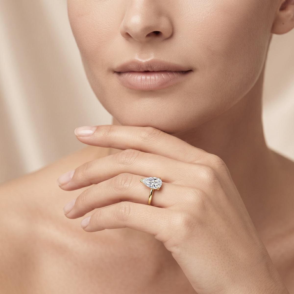 4 Carat IGI Certified Lab Grown Diamond Pear Engagement Ring Lab - ( E-VS1 ) - Rosec Jewels