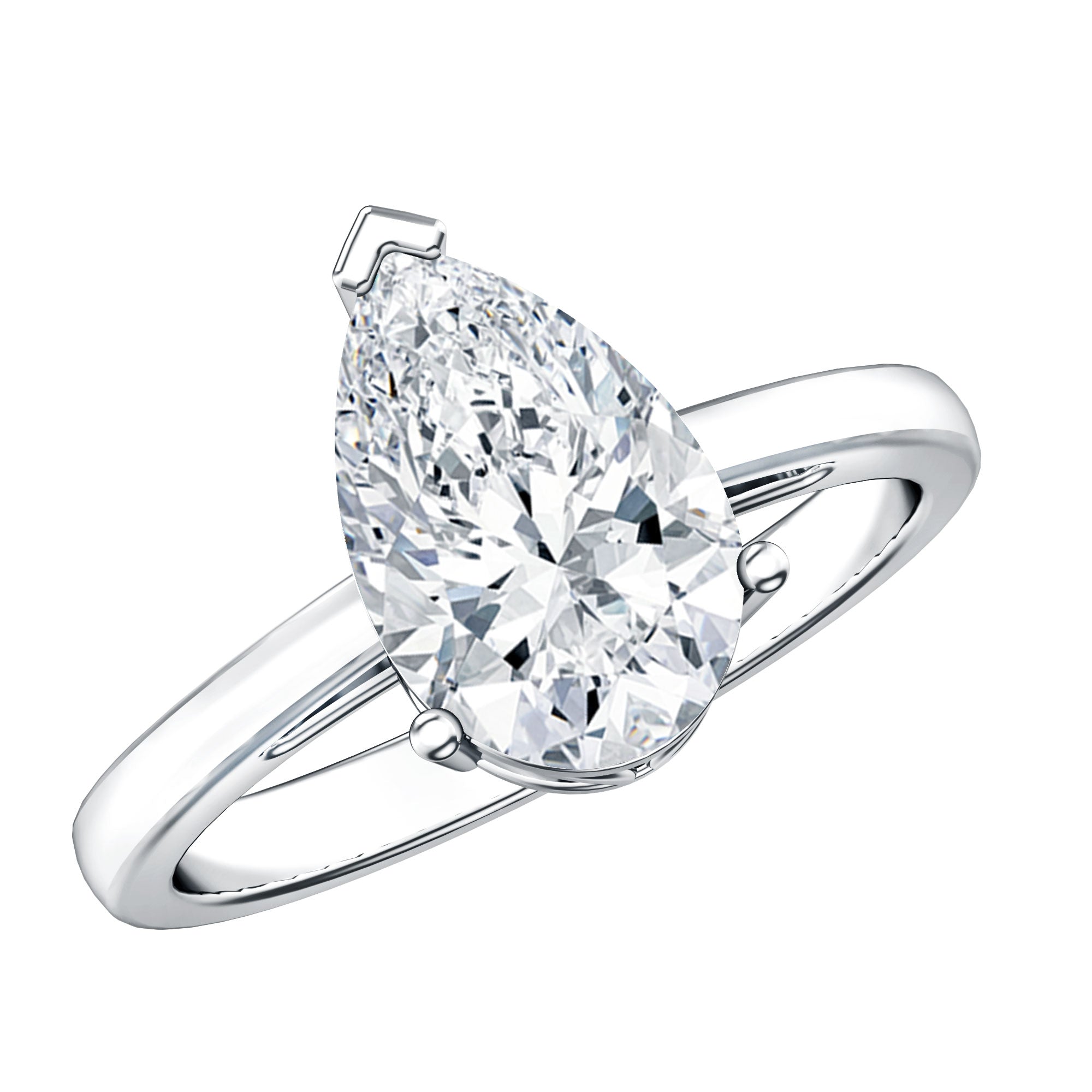Rosec Jewels-2 Carat Solitaire Pear Cut Lab Grown Diamond Engagement Ring with IGI Certificate