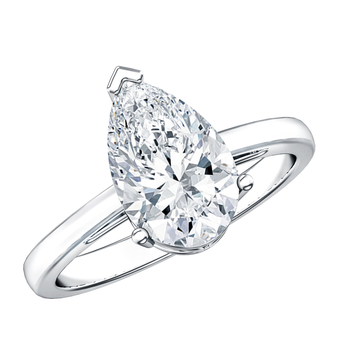 2 Carat Solitaire Pear Cut Lab Grown Diamond Engagement Ring with IGI Certificate Lab - ( E-VS1 ) - Rosec Jewels