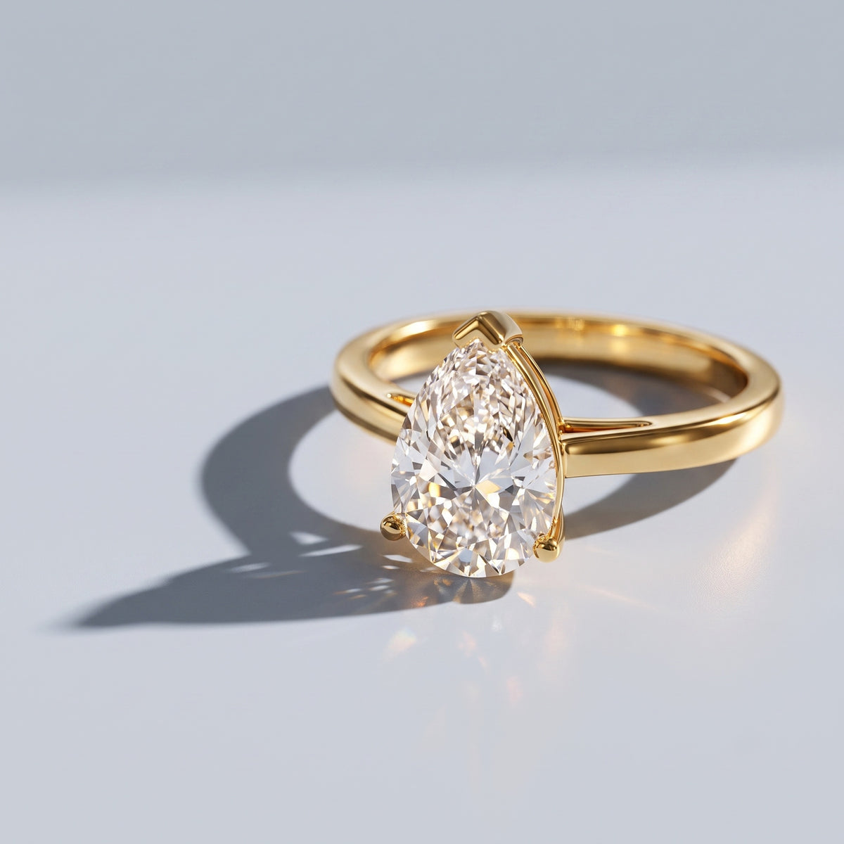 2 Carat Solitaire Pear Cut Lab Grown Diamond Engagement Ring with IGI Certificate Lab - ( E-VS1 ) - Rosec Jewels