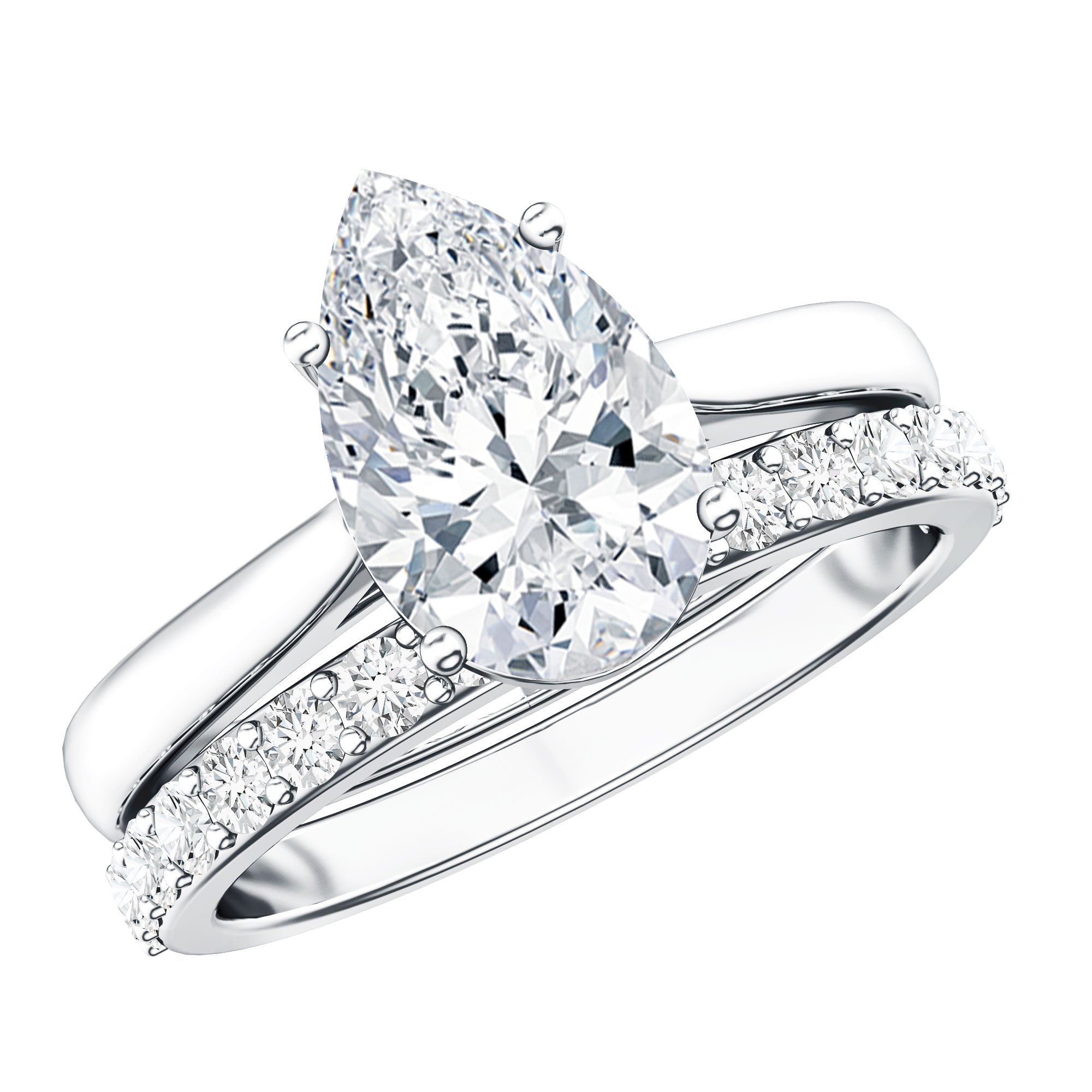 Rosec Jewels-IGI Certified Pear Shape 2 Carat Lab Grown Diamond Bridal Ring Set for Women