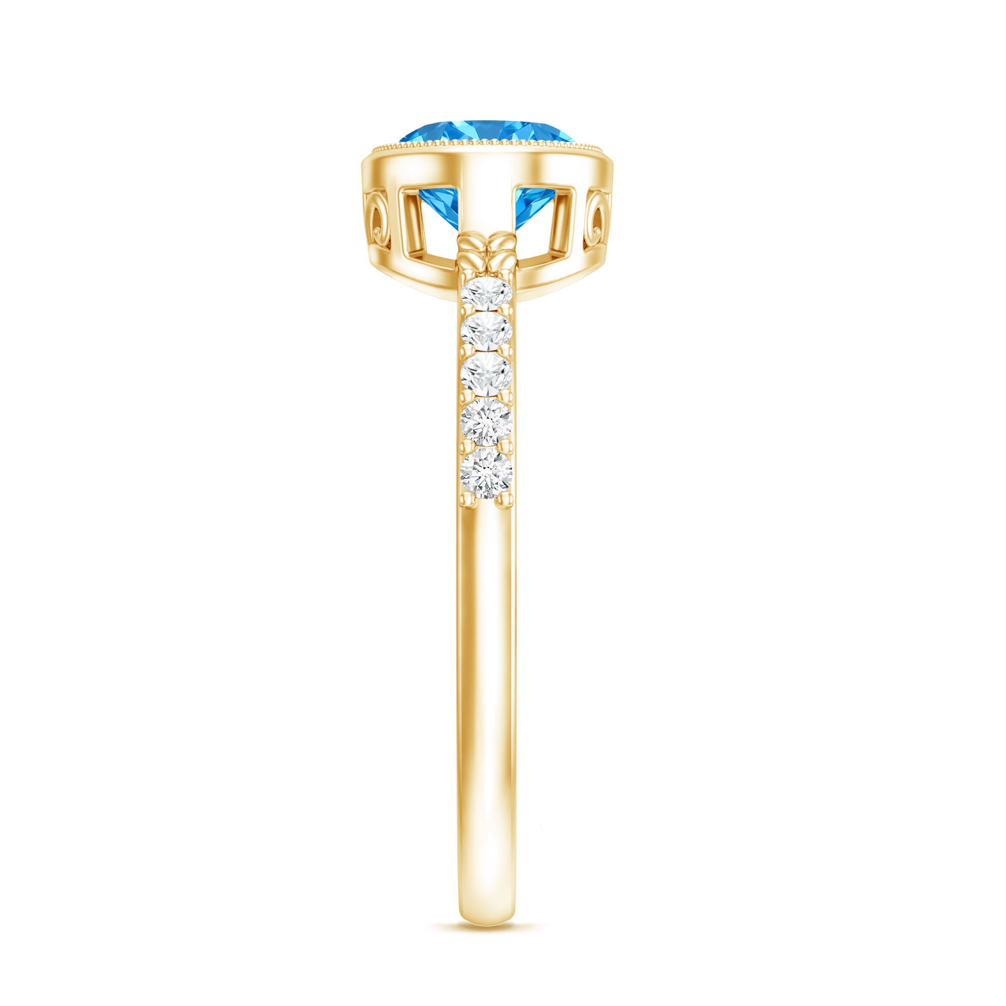 1 Carat Oval Lab Grown Blue Diamond East West Engagement Ring IGI Certified Vivid Blue - VS1 - Rosec Jewels