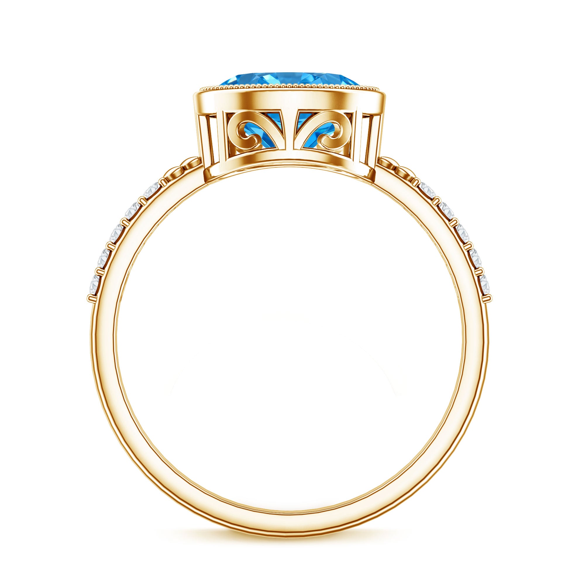 2 Carat Lab Created Blue Diamond East West Oval Engagement Ring with IGI Certificate Vivid Blue - VS1 - Rosec Jewels