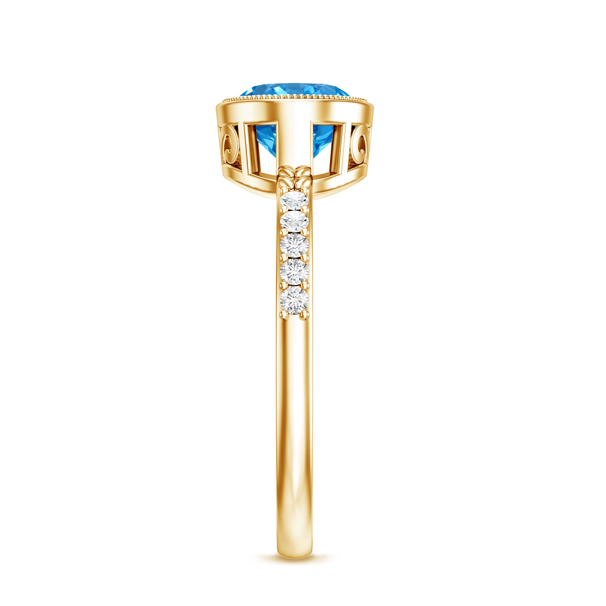 2 Carat Lab Created Blue Diamond East West Oval Engagement Ring with IGI Certificate Vivid Blue - VS1 - Rosec Jewels