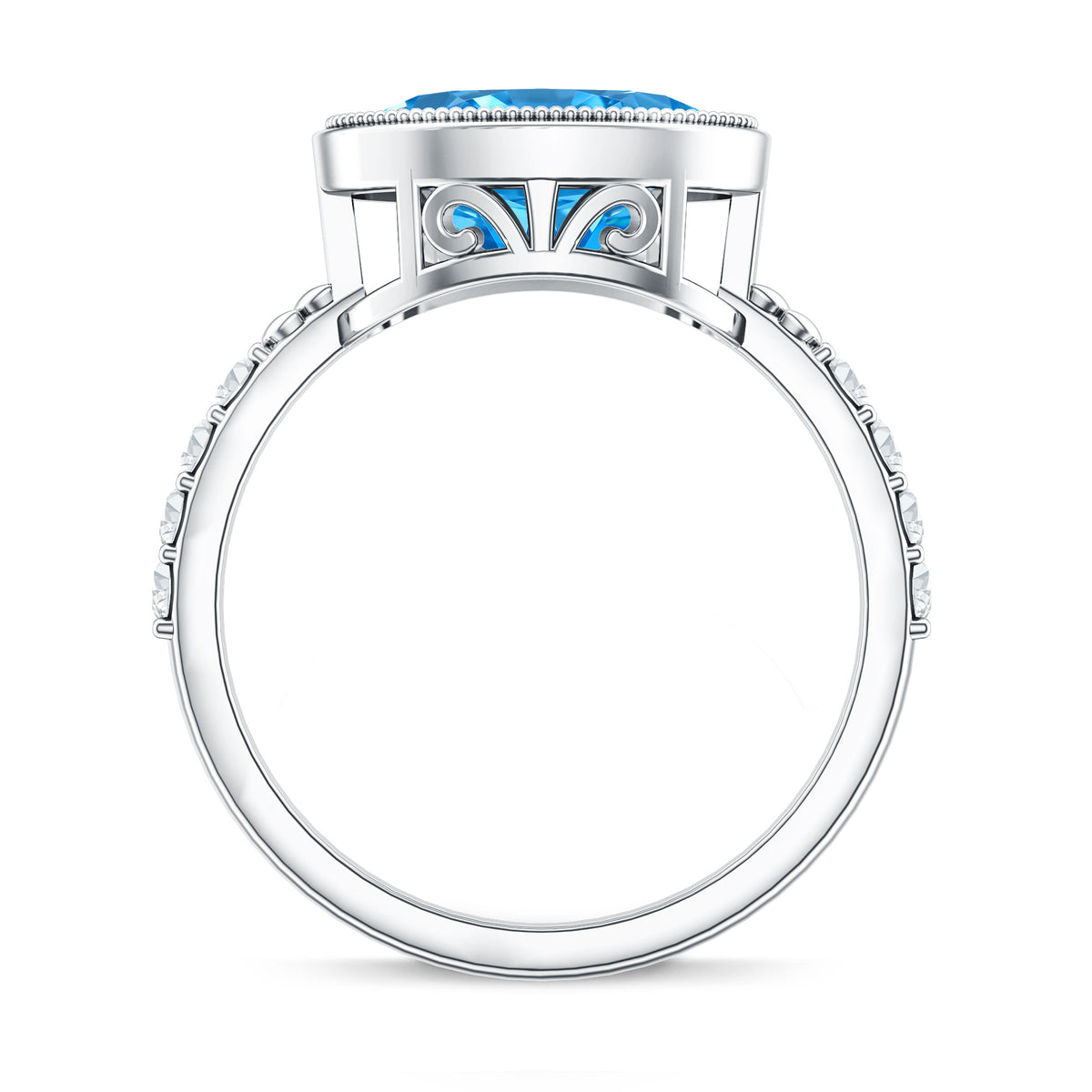 IGI Certified 3 Carat Oval Lab Grown Blue Diamond East West Engagement Ring Vivid Blue - VS1 - Rosec Jewels