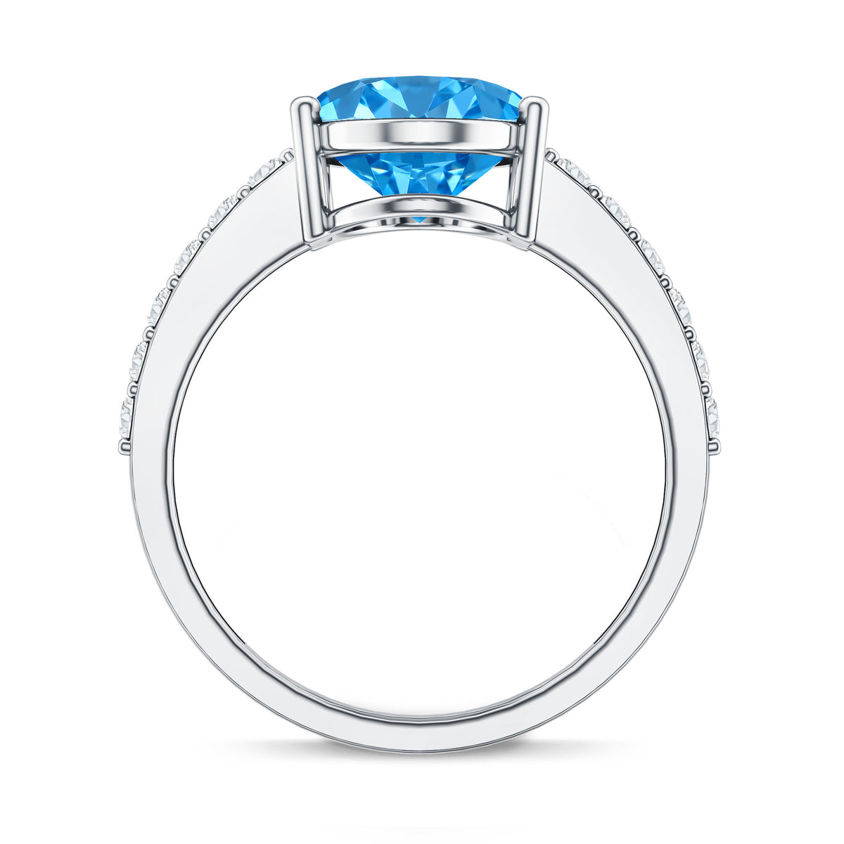 IGI Certified Solitaire 4 Carat Lab Grown Blue Diamond Huge Engagement Ring with Side Stones Vivid Blue - VS1 - Rosec Jewels