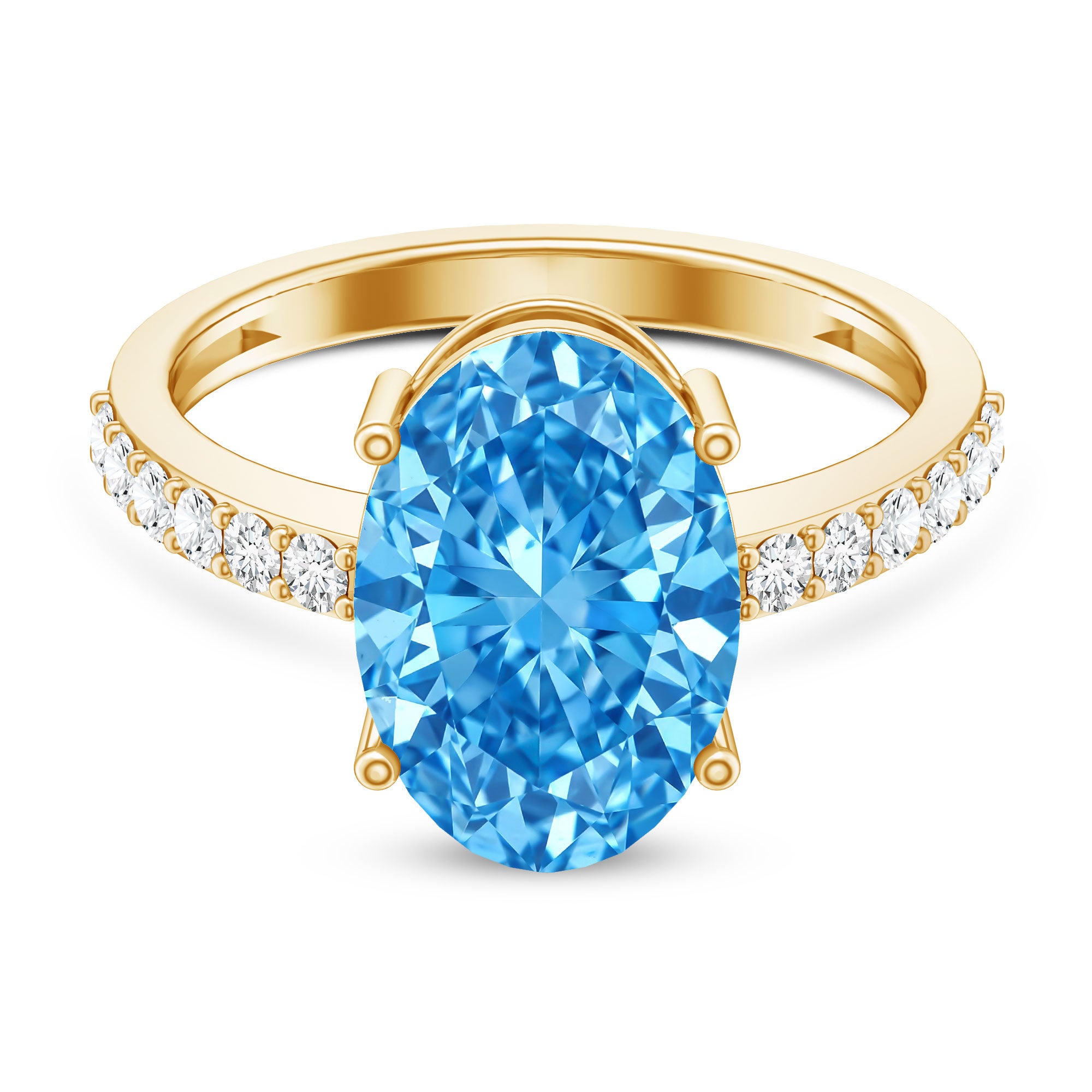 IGI Certified Solitaire 4 Carat Lab Grown Blue Diamond Huge Engagement Ring with Side Stones Vivid Blue - VS1 - Rosec Jewels