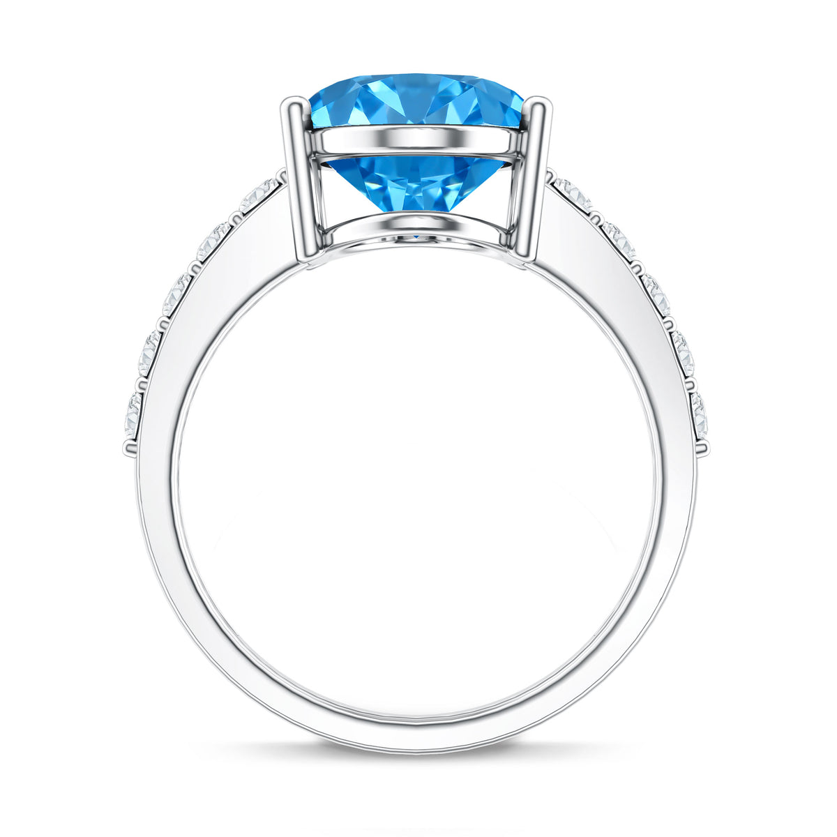 Elongated Oval Lab Grown Blue Diamond 5 Carat Engagement Ring IGI Certified Vivid Blue - VS1 - Rosec Jewels