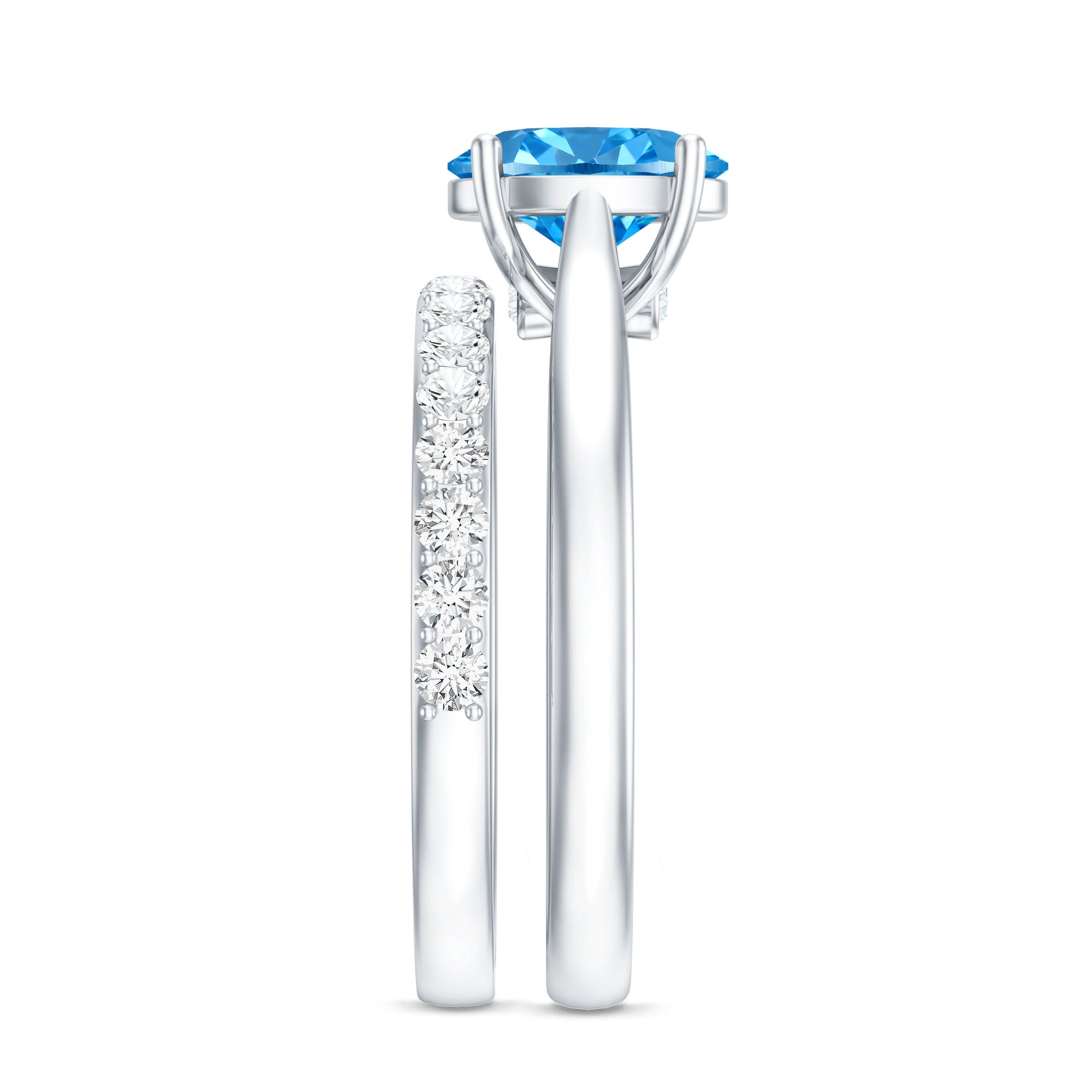 IGI Certified Oval 1 Carat Lab Grown Blue Diamond Wedding Ring Set Vivid Blue - VS1 - Rosec Jewels
