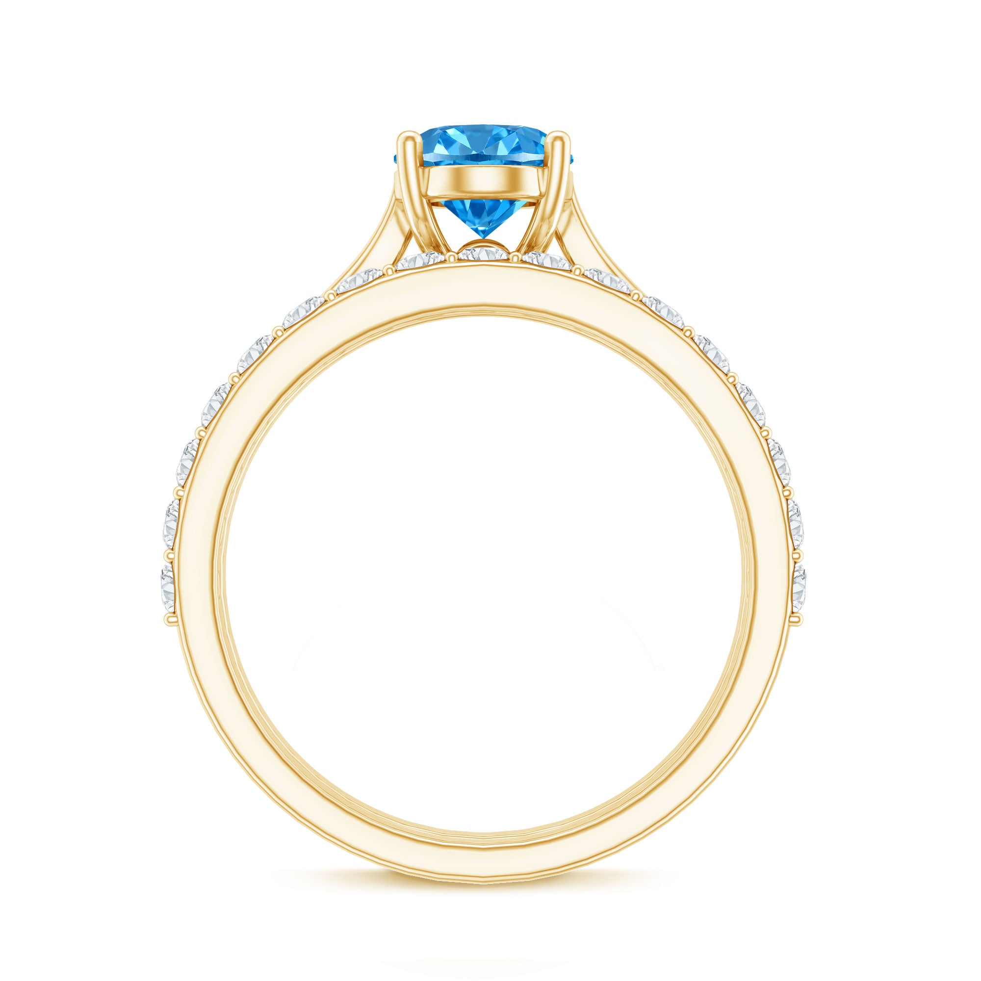 IGI Certified Oval 1 Carat Lab Grown Blue Diamond Wedding Ring Set Vivid Blue - VS1 - Rosec Jewels