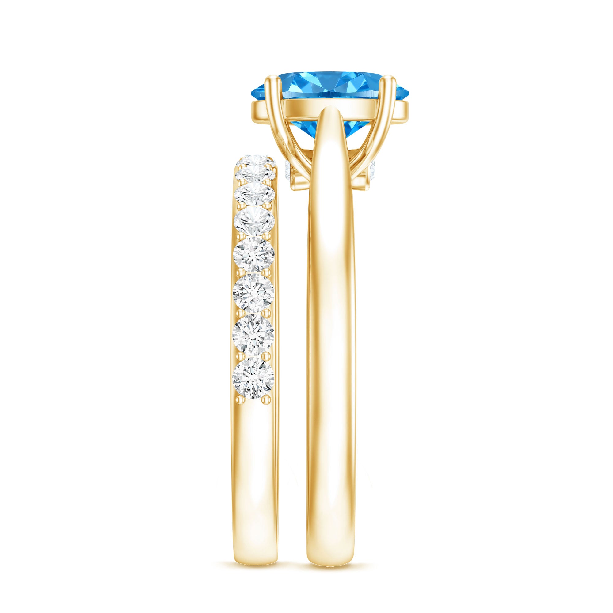 IGI Certified Oval 1 Carat Lab Grown Blue Diamond Wedding Ring Set Vivid Blue - VS1 - Rosec Jewels