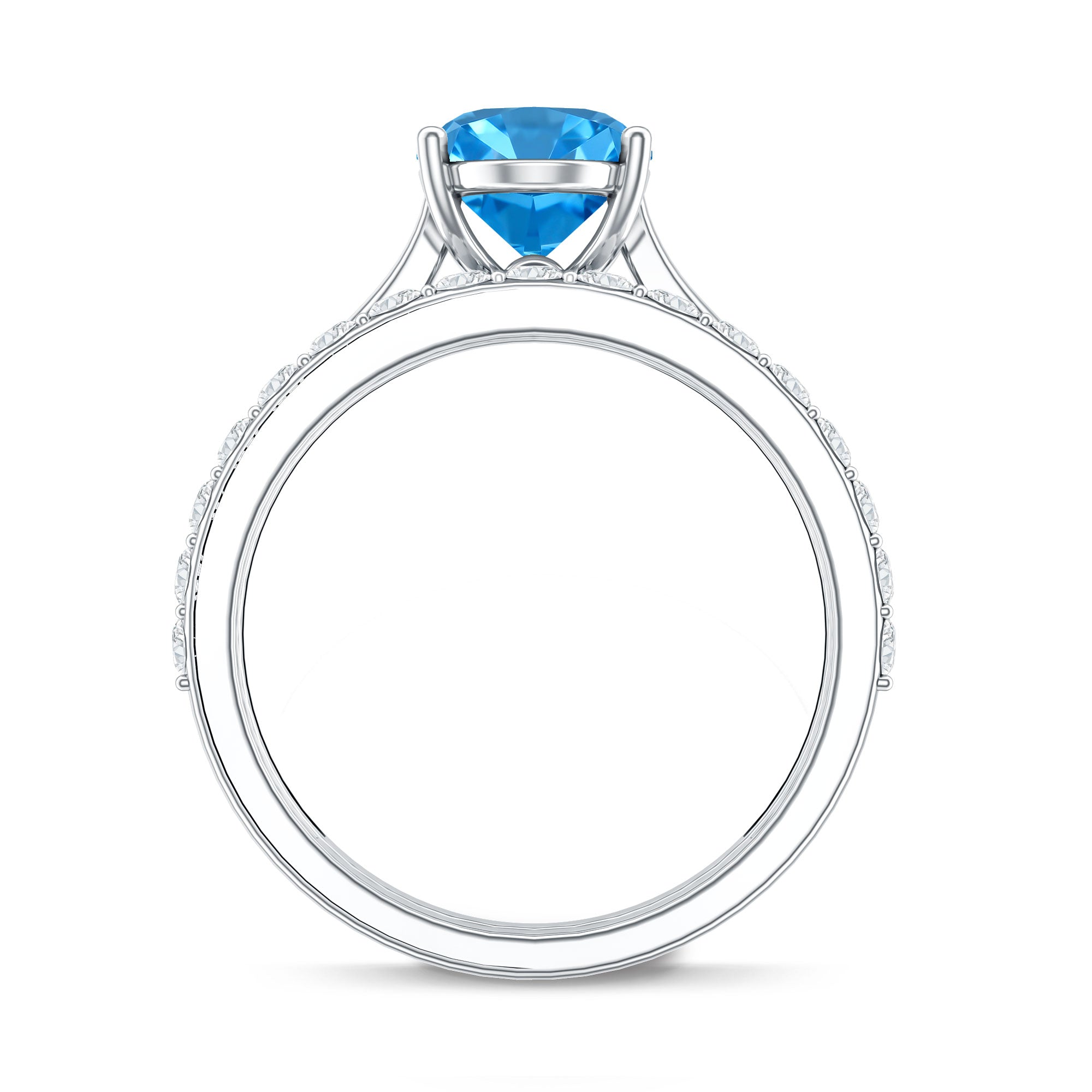 IGI Certified 2 Carat Oval Lab Grown Blue Diamond Bridal Ring Set for Women Vivid Blue - VS1 - Rosec Jewels