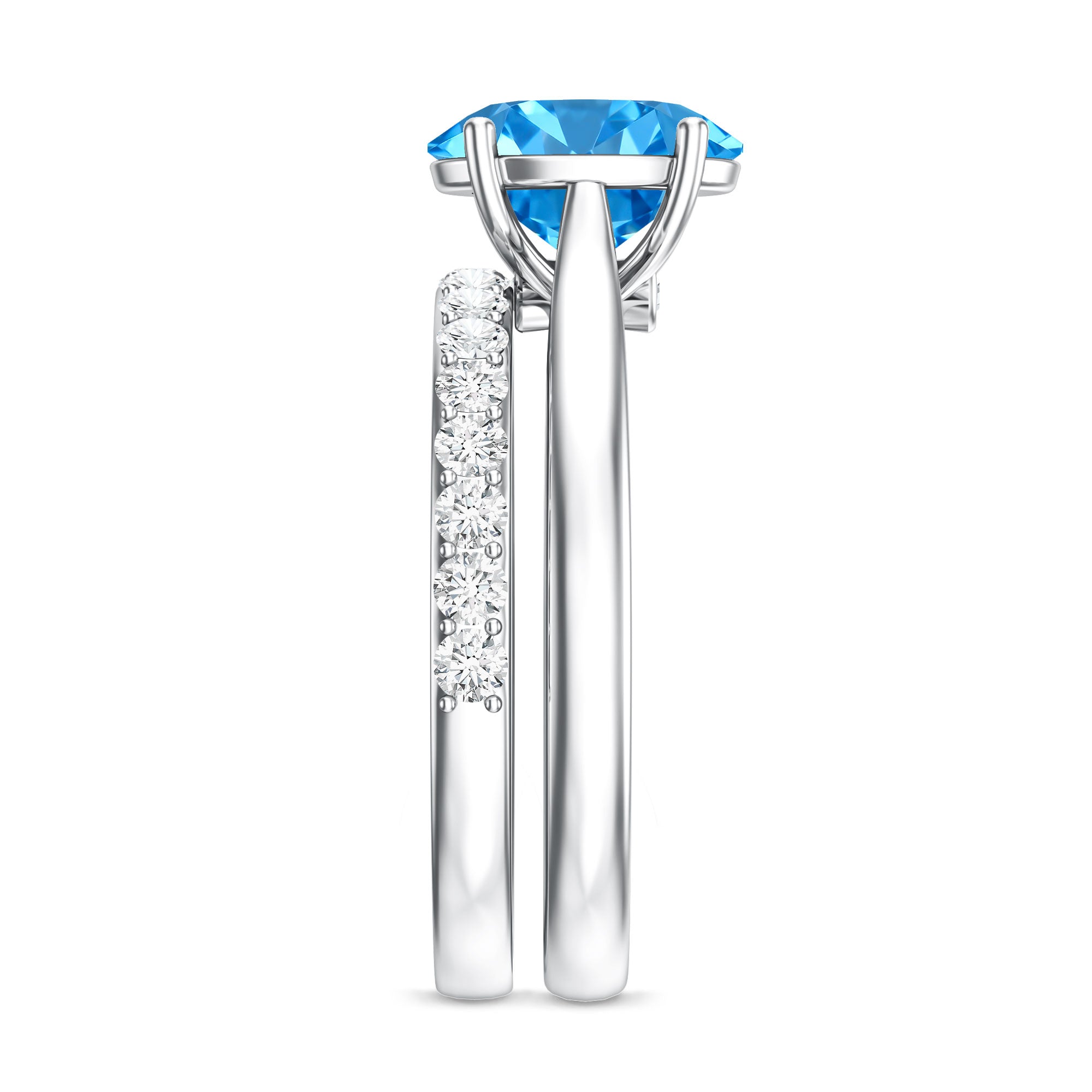 IGI Certified 2 Carat Oval Lab Grown Blue Diamond Bridal Ring Set for Women Vivid Blue - VS1 - Rosec Jewels