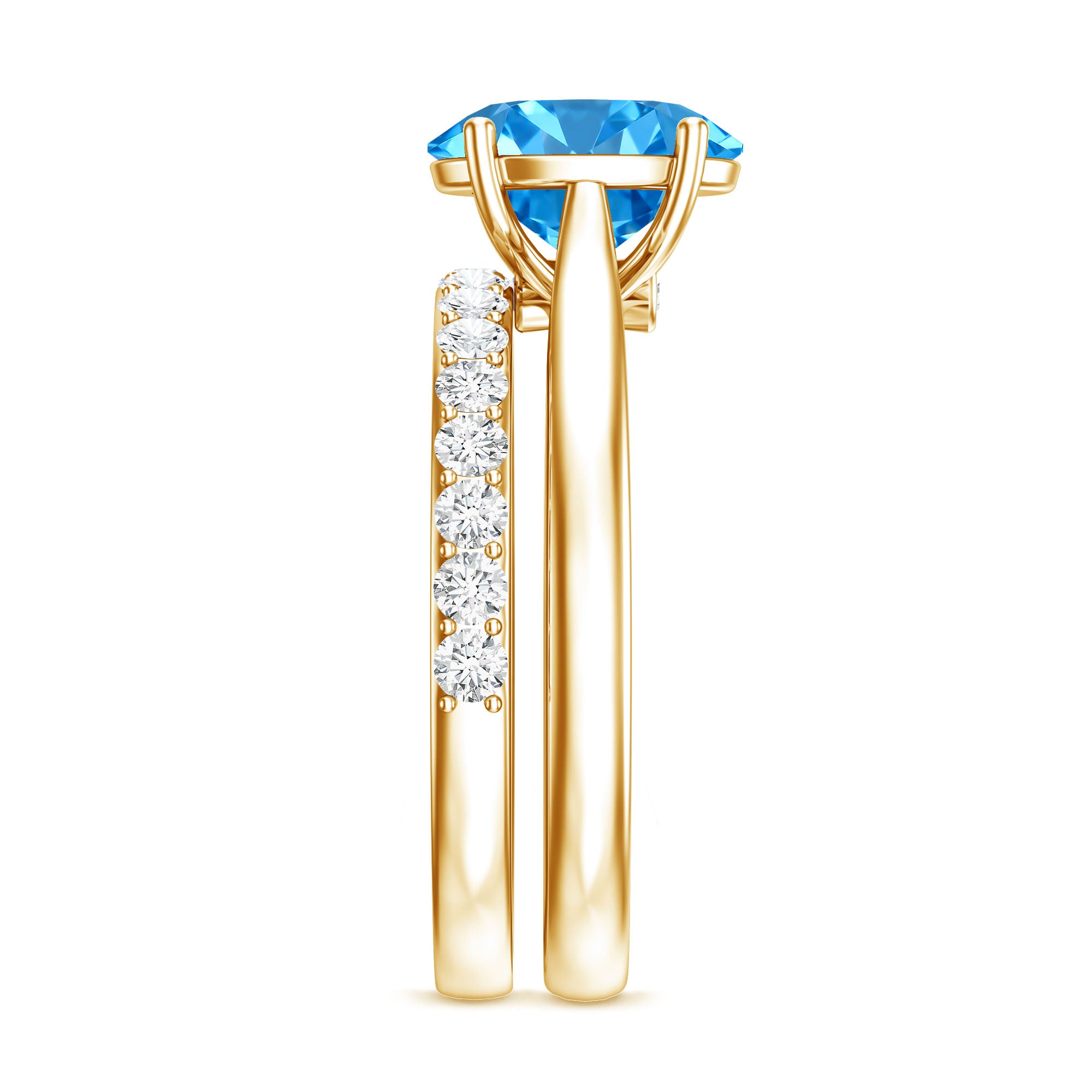 IGI Certified 2 Carat Oval Lab Grown Blue Diamond Bridal Ring Set for Women Vivid Blue - VS1 - Rosec Jewels