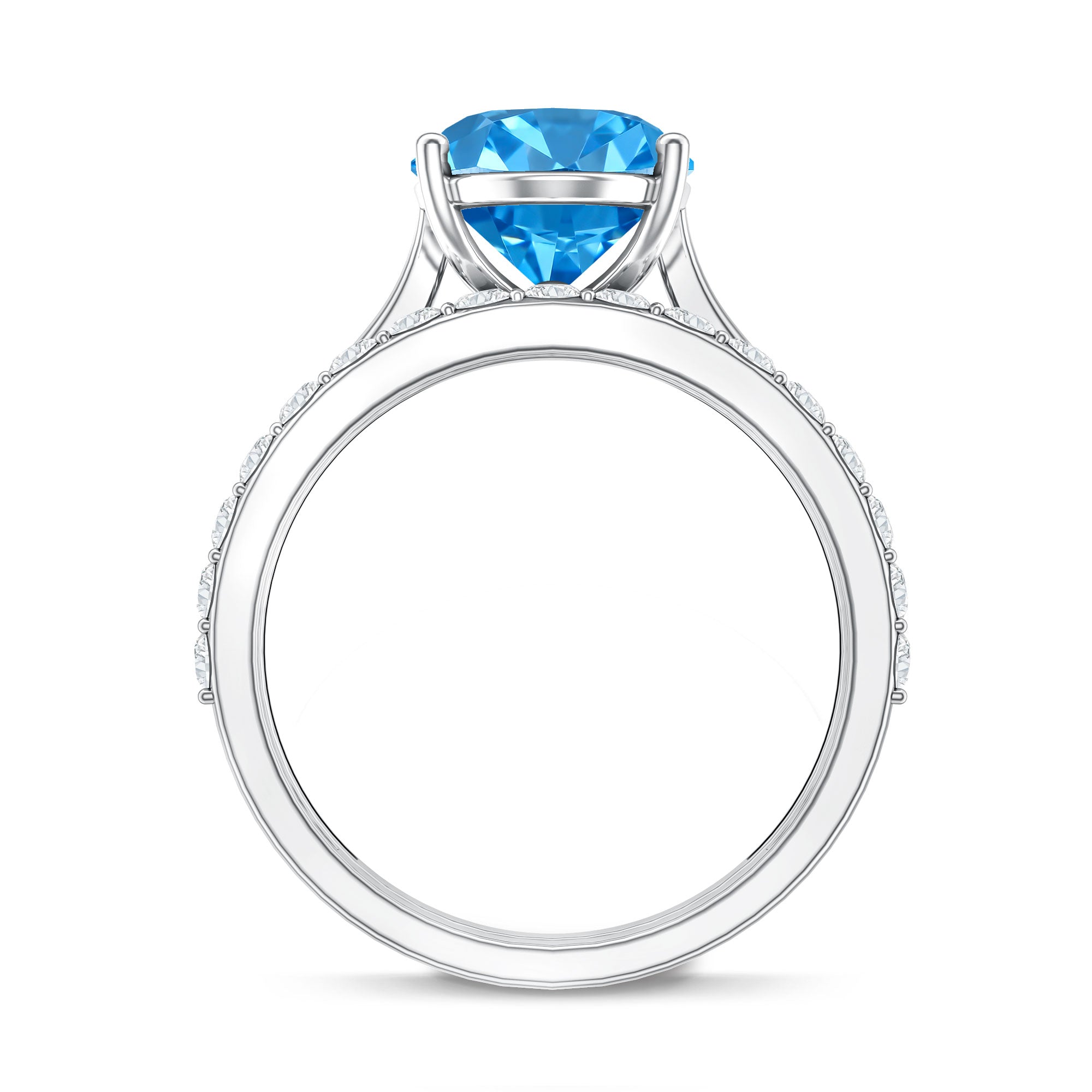 Rosec Jewels-Lab Grown Blue Diamond 3 Carat Oval Bridal Ring Set with IGI Certificate