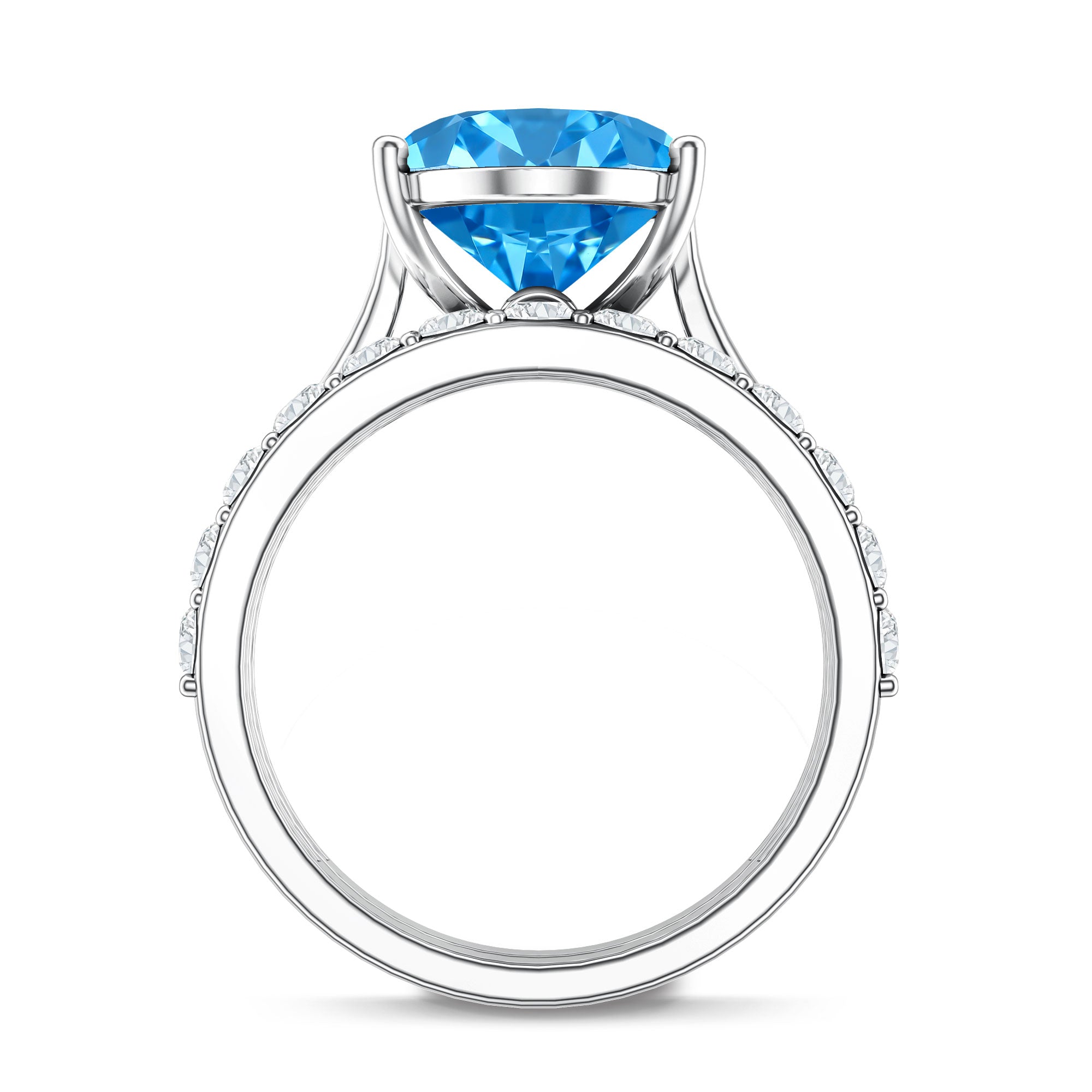 IGI Certified 4 Carat Oval Lab Grown Blue Diamond Engagement Ring with Enhancer Vivid Blue - VS1 - Rosec Jewels