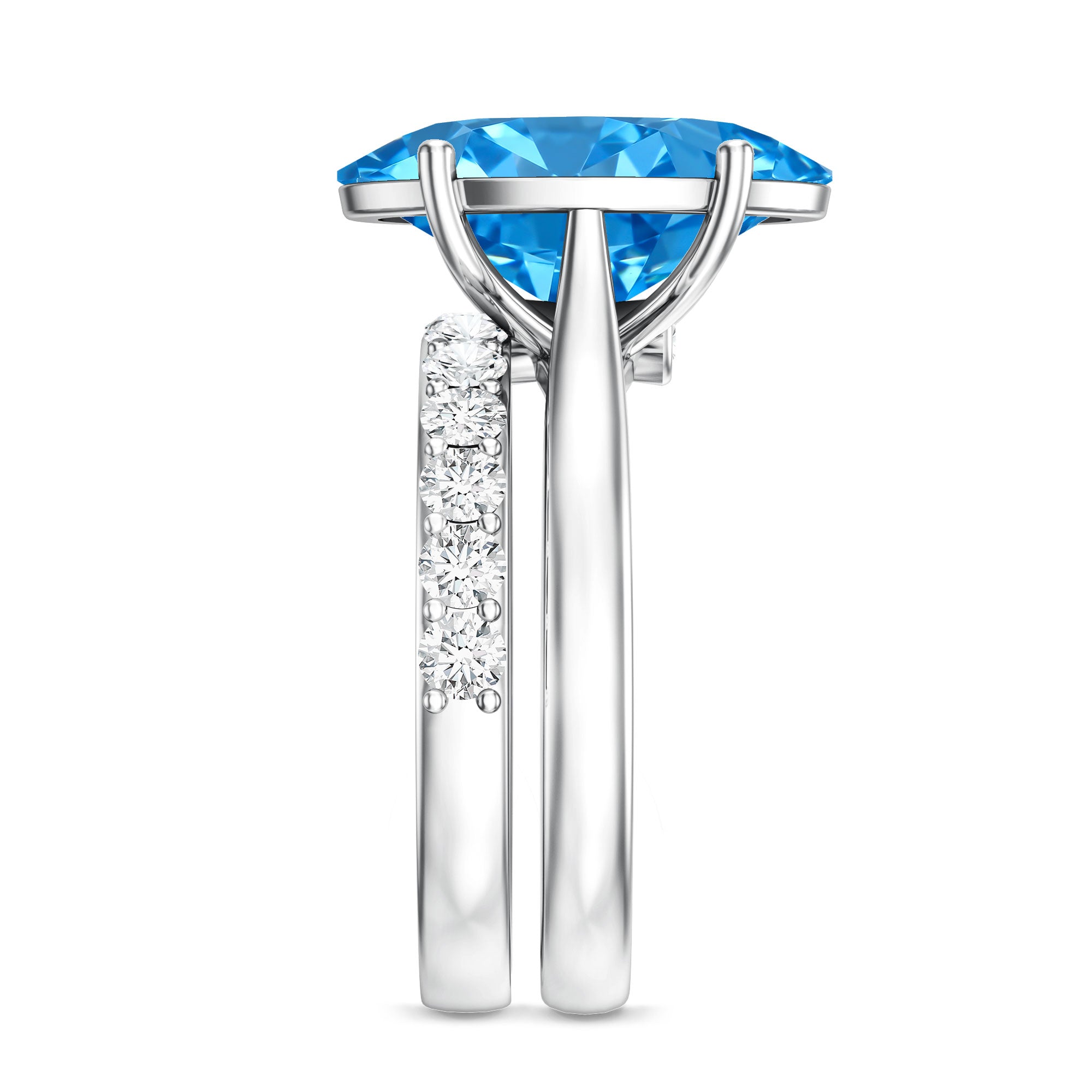 IGI Certified 4 Carat Oval Lab Grown Blue Diamond Engagement Ring with Enhancer Vivid Blue - VS1 - Rosec Jewels