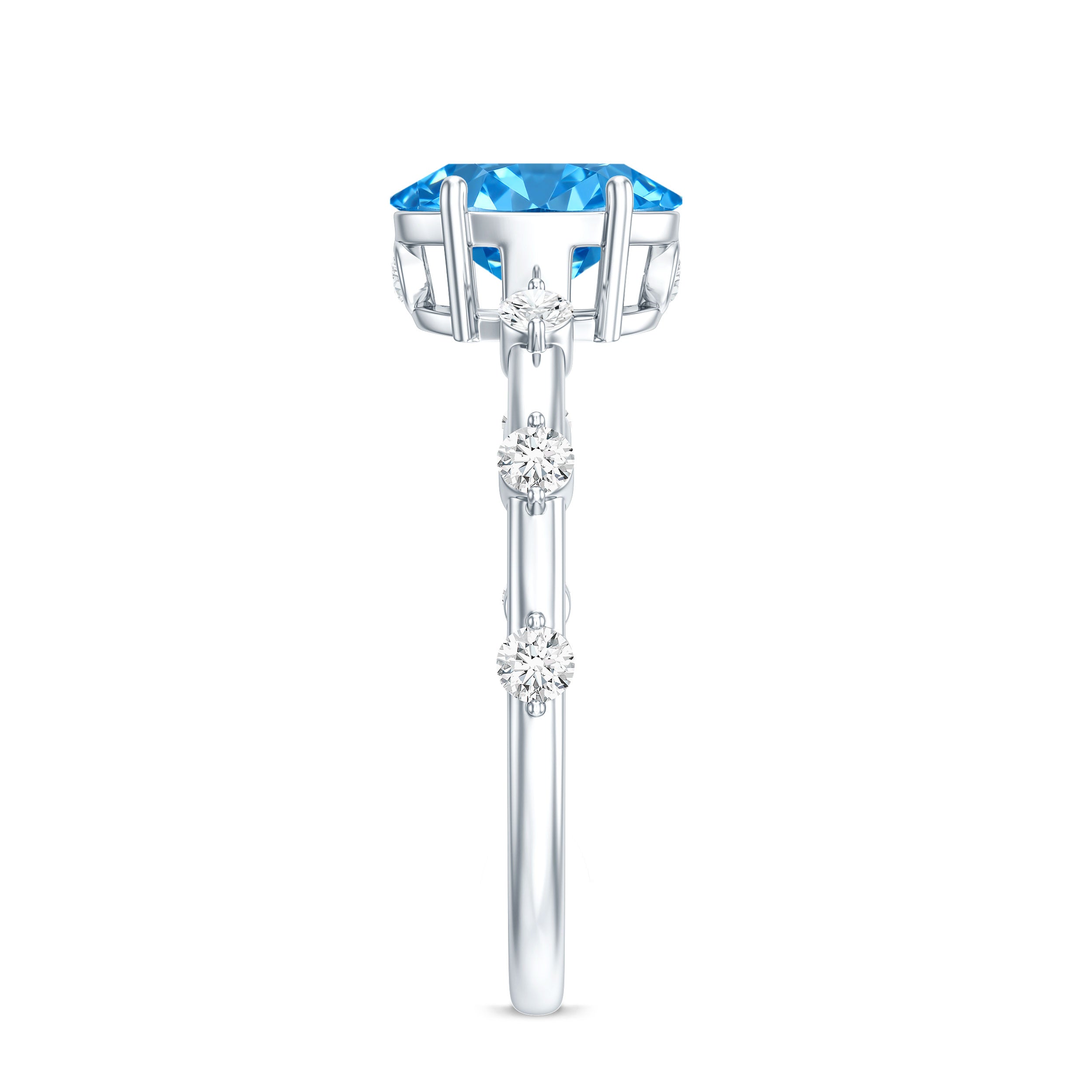 Oval Shaped 1 Carat Lab Grown Blue Diamond Solitaire Ring with IGI Certificate Vivid Blue - VS1 - Rosec Jewels